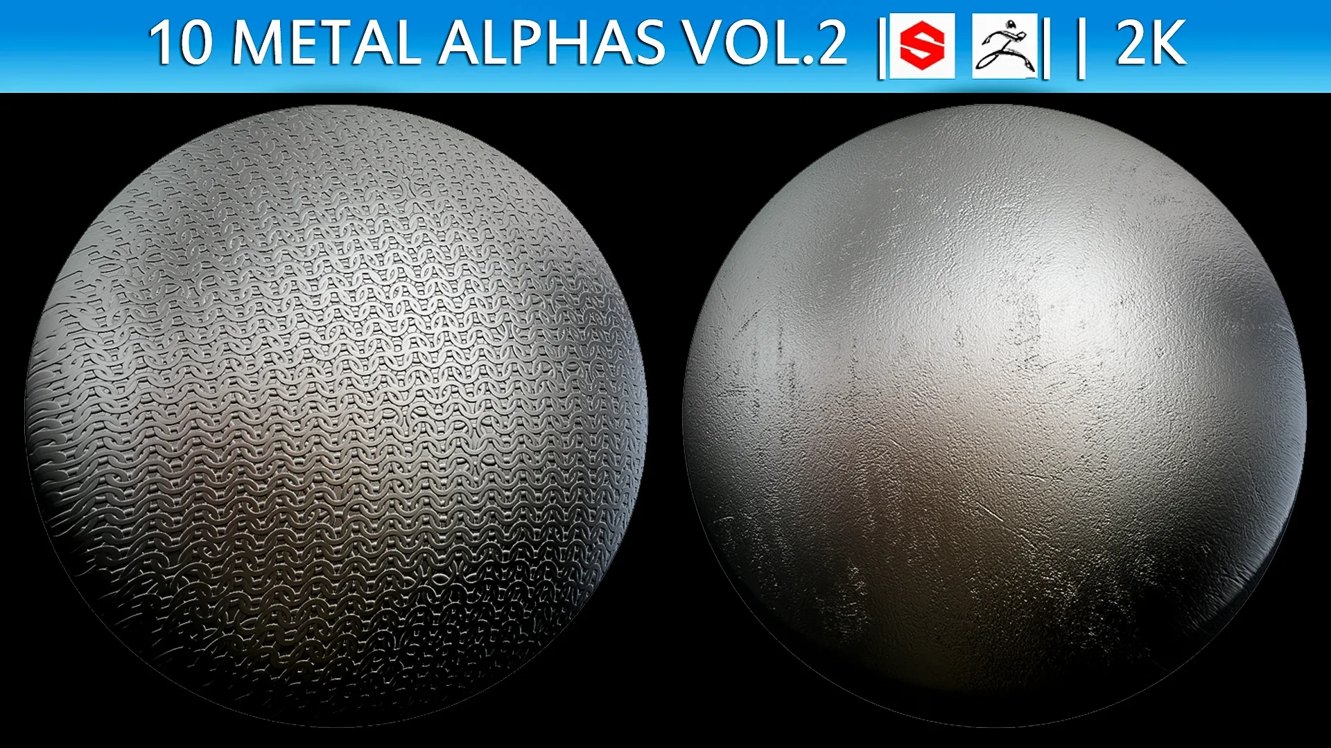 10 Metal Alphas vol. 2 (ZBrush, Substance, 2K)