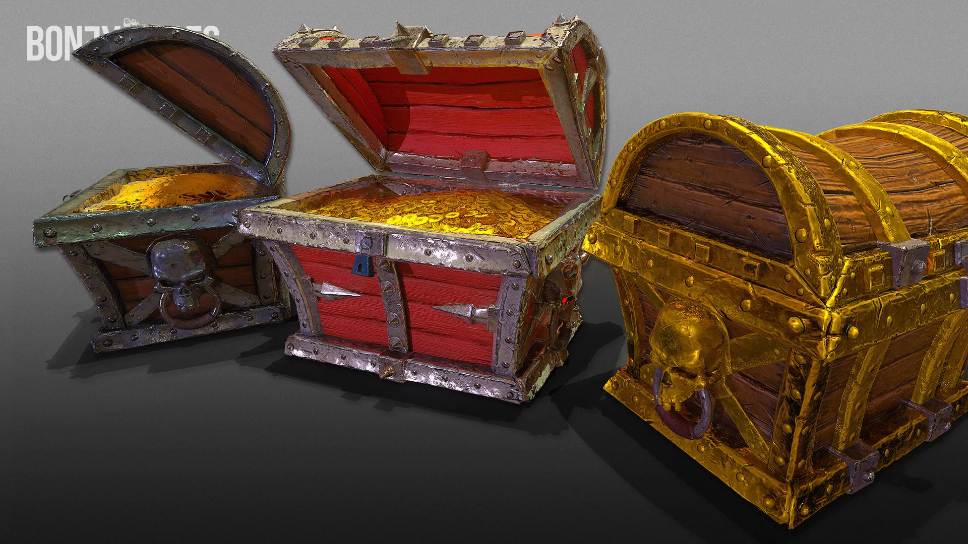 3D Pirate Chests - Game Ready