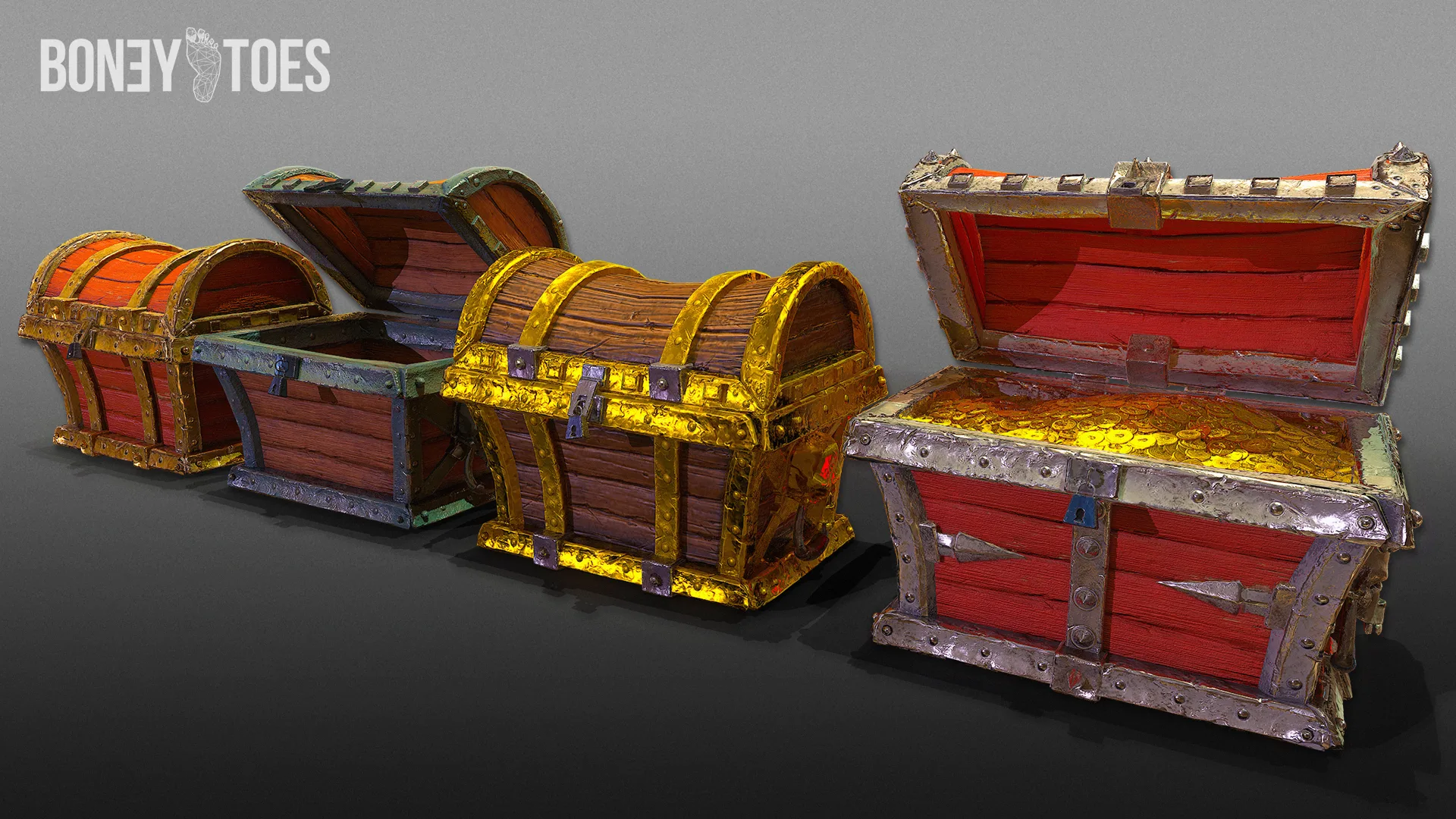 3D Pirate Chests - Game Ready