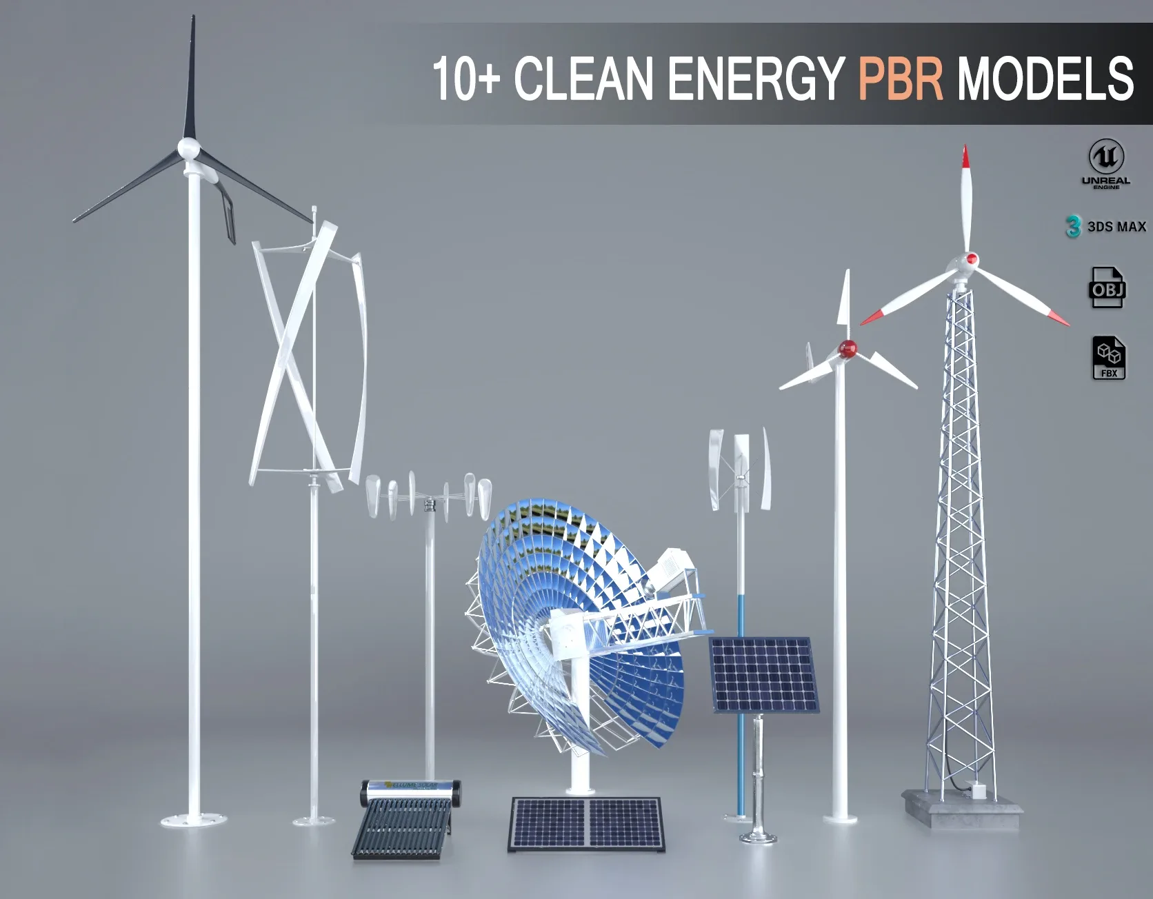 PBR Clean Energy Models (UE4,MAX,RAW)