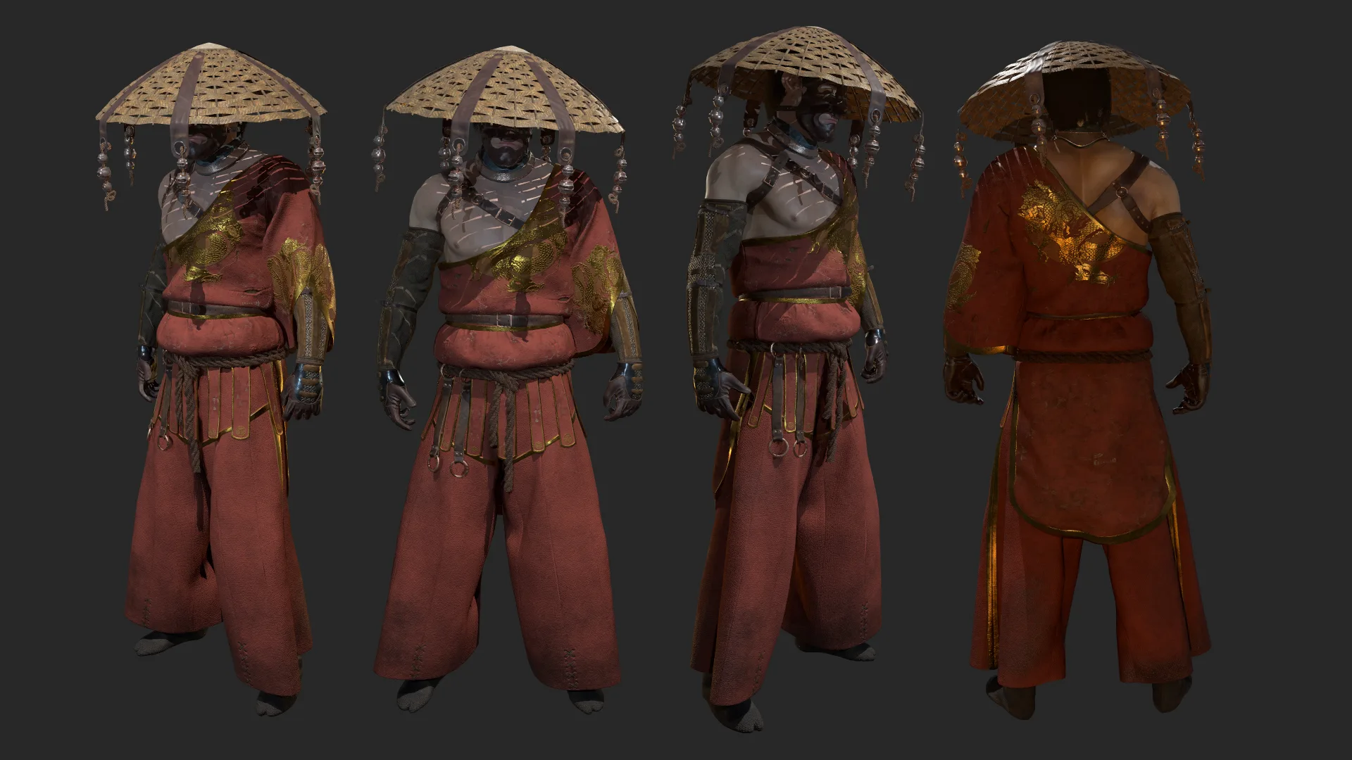 Shinobi PBR Game Character Low-Poly 3D Model