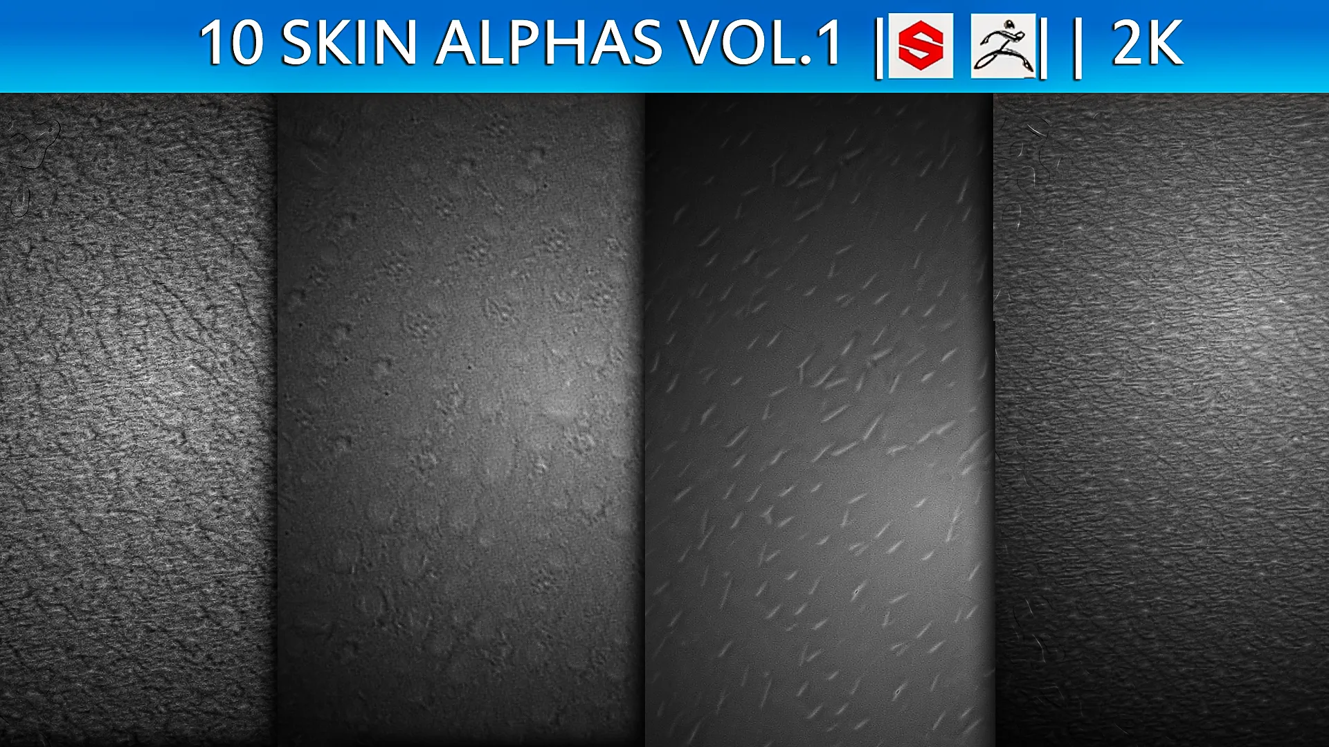 10 Skin Alphas (ZBrush, Substance, 2K)