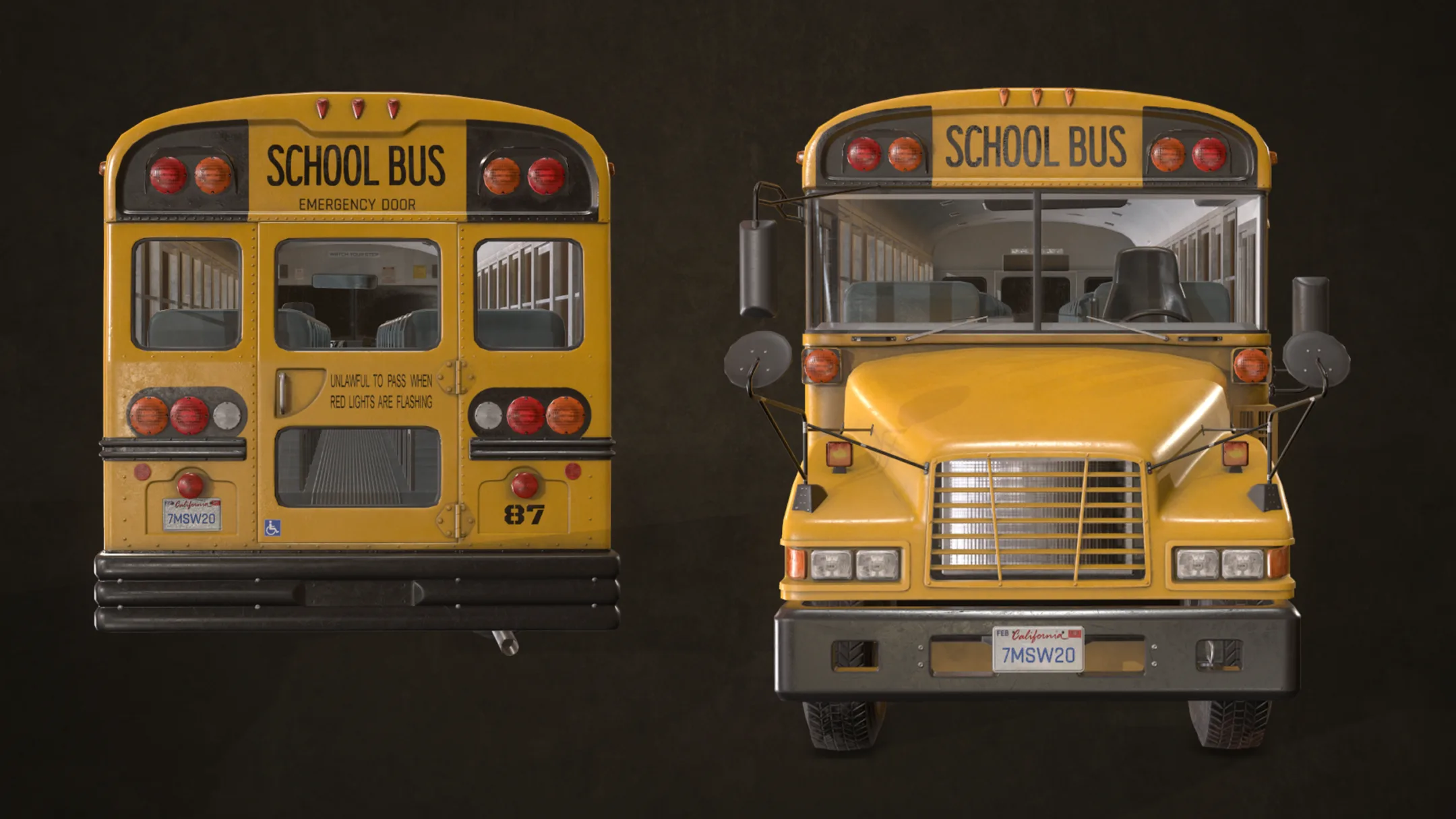 School Bus - Low Poly