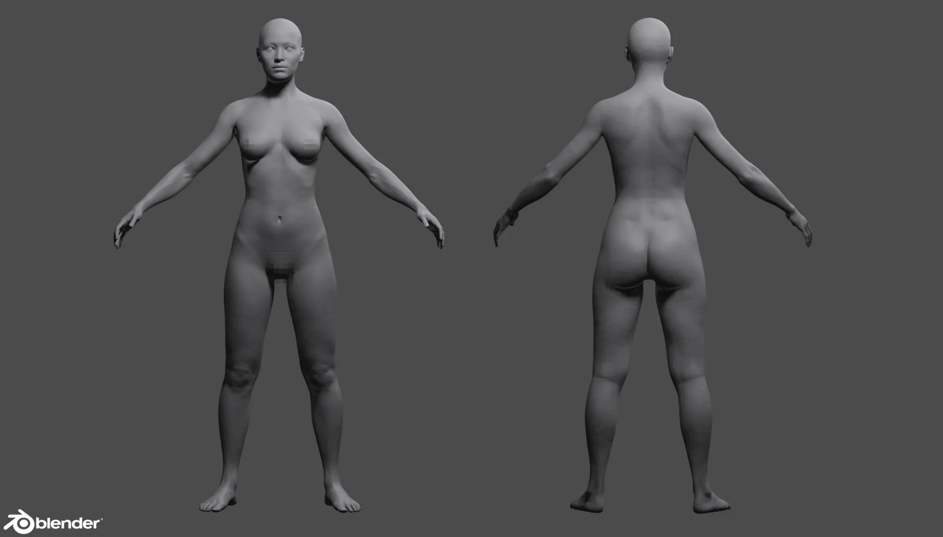 Female Custom Basemesh Lowpoly for Blender