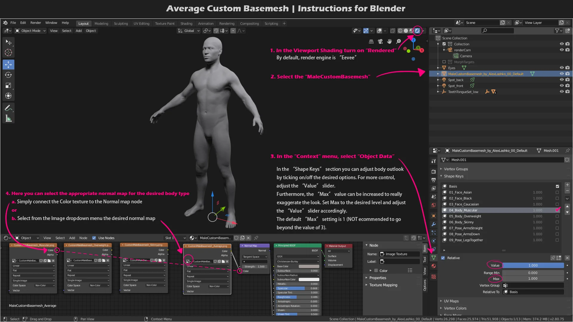 Male Custom Basemesh Lowpoly For Blender