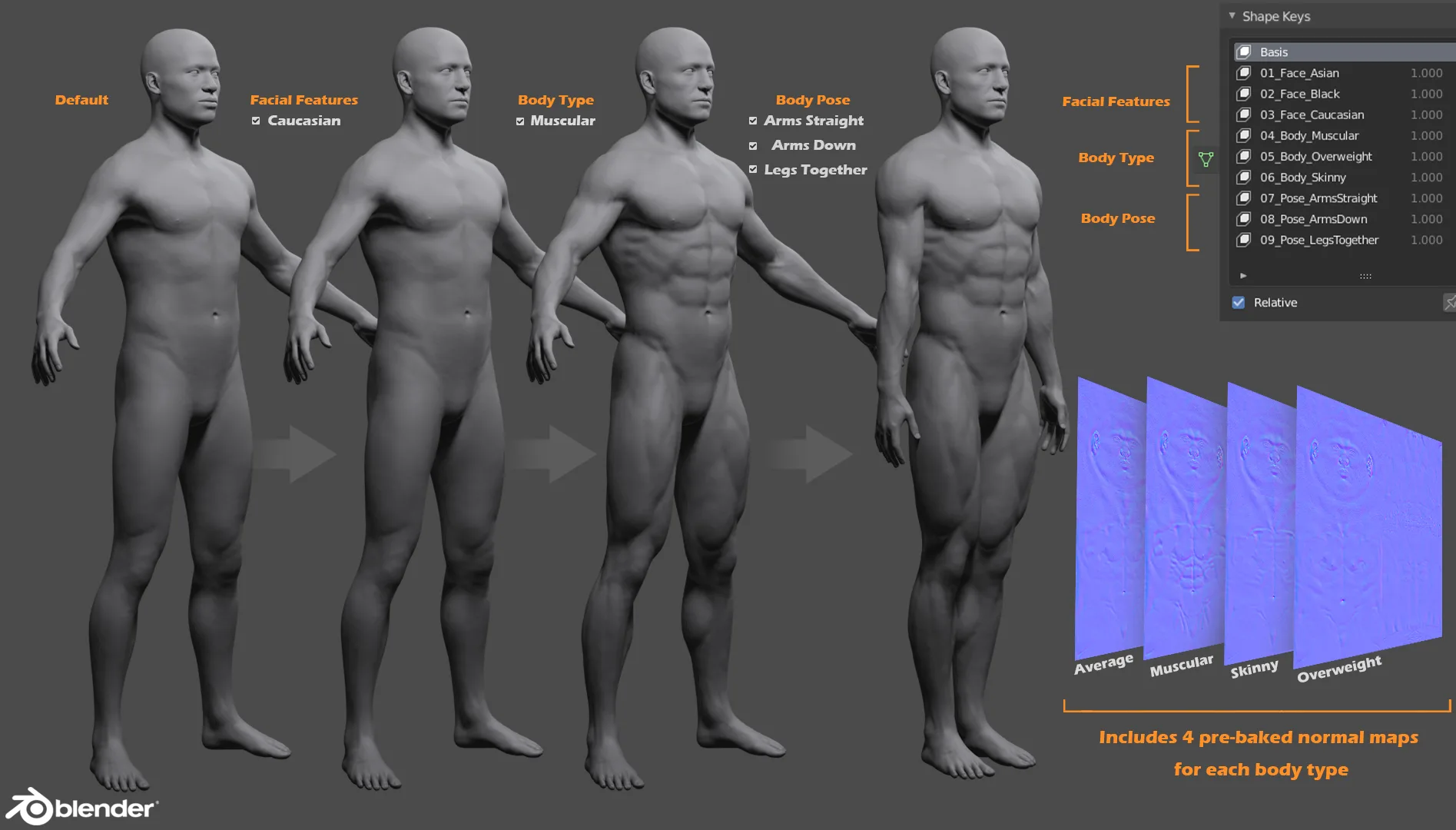 Male Custom Basemesh Lowpoly For Blender