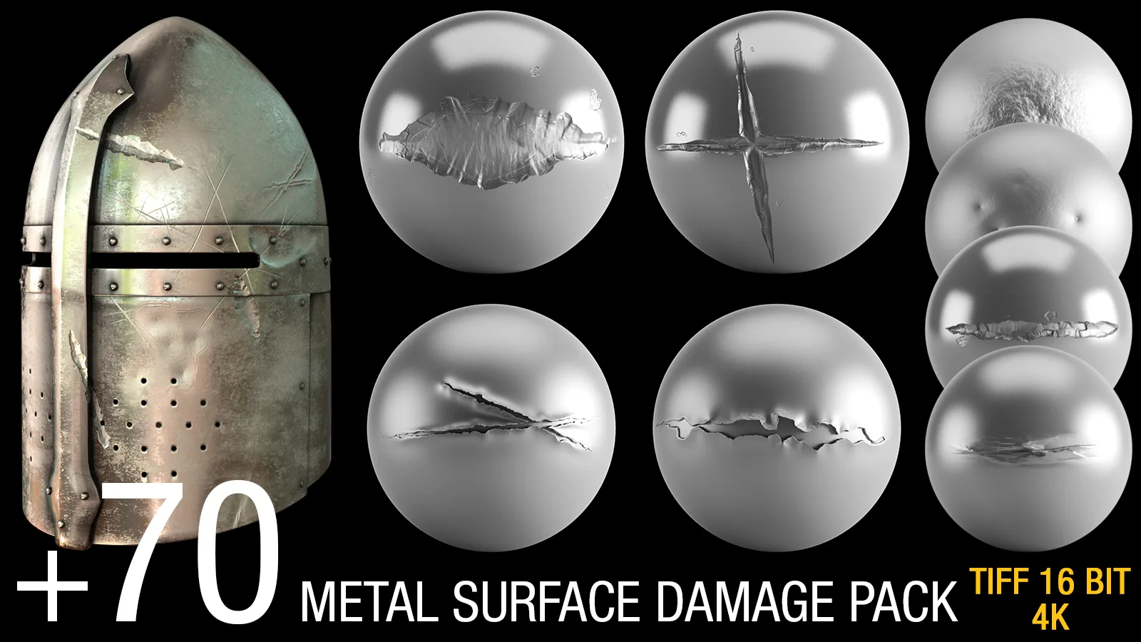 +70 Metal Surface Damage ALPHA PACK (tiff 16bit, 4K)