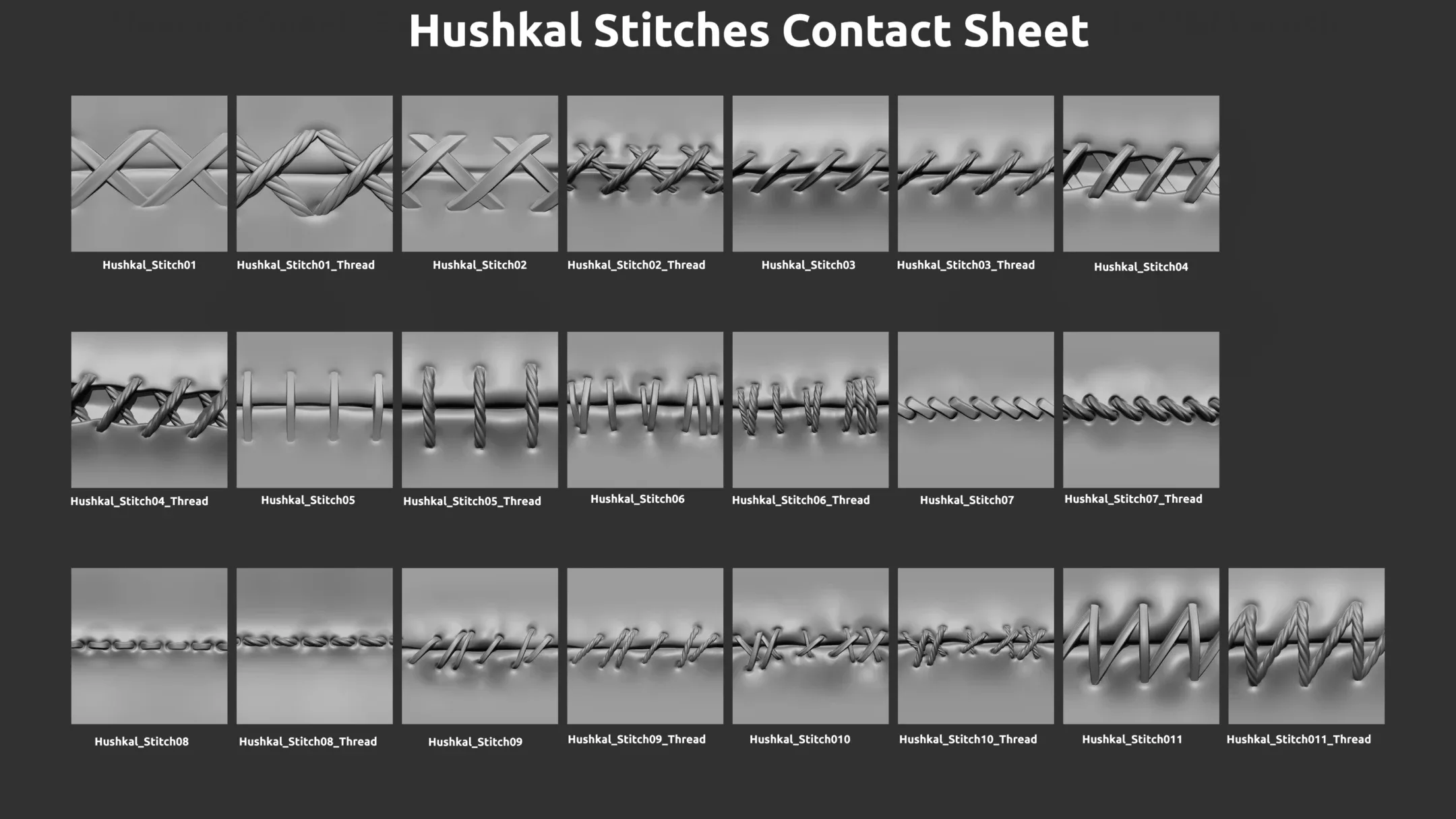 22 Zbrush Stitch Brushes