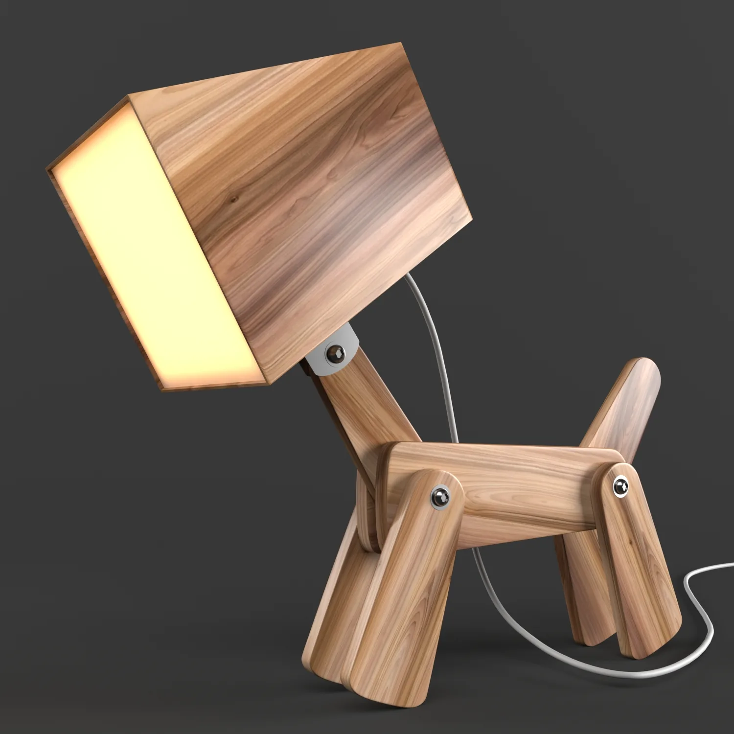 Dog Adjustable Wooden Table Lamp
