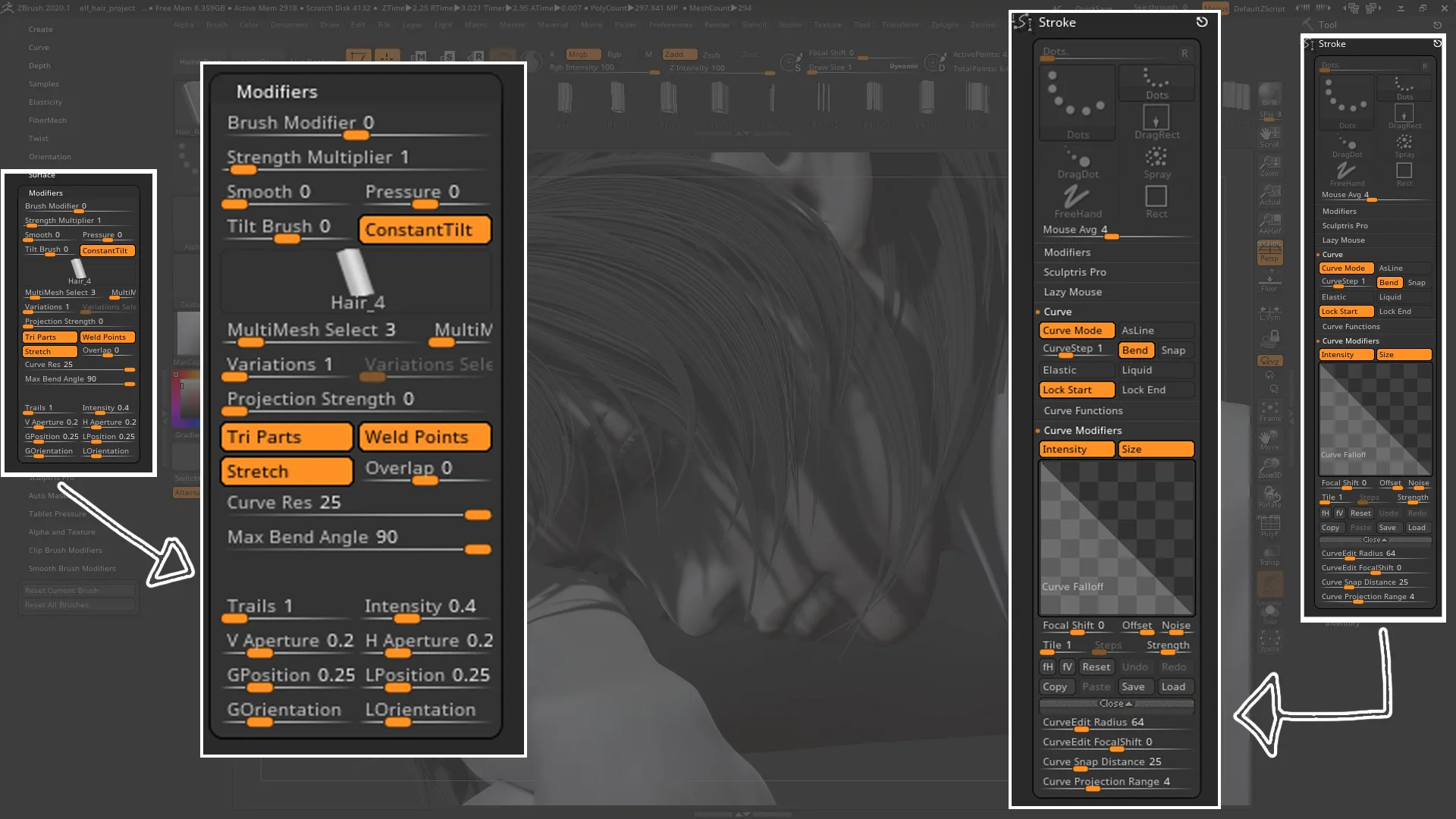 30 IMM Hair Brush for ZBrush