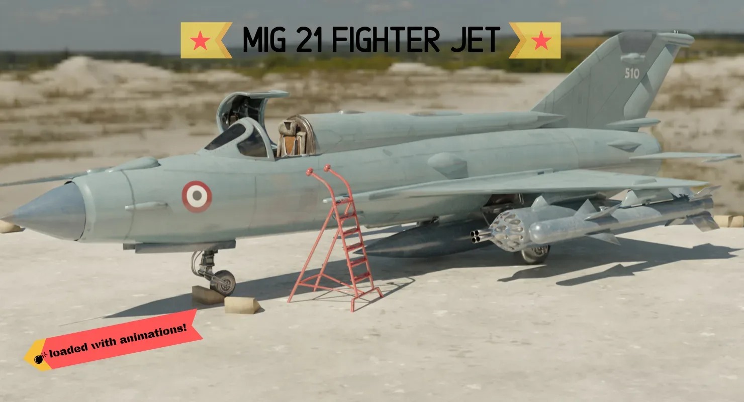 MiG 21 - Rigged & Animated with Interior - M2