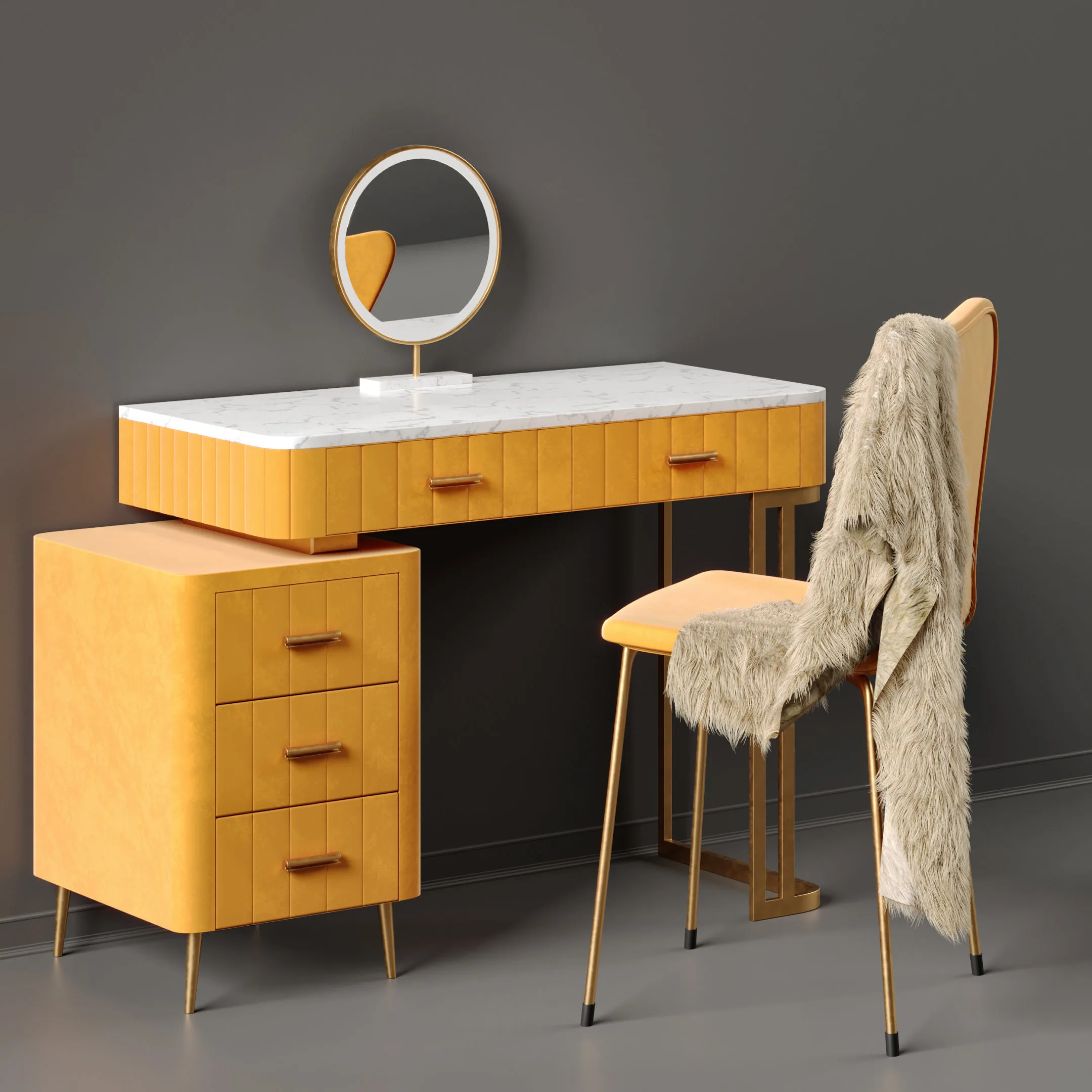 Multi Color Velvet Dressing Table