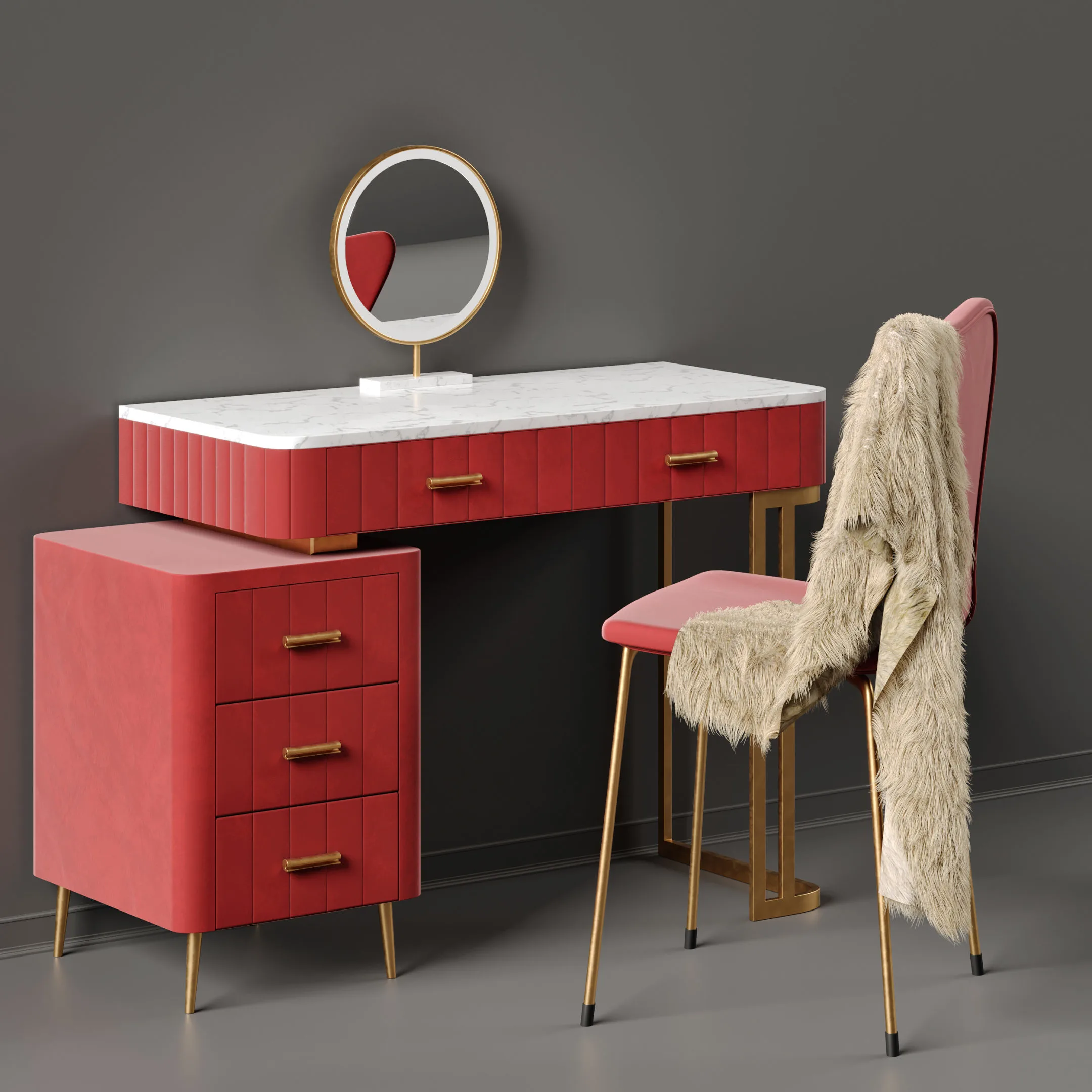 Multi Color Velvet Dressing Table