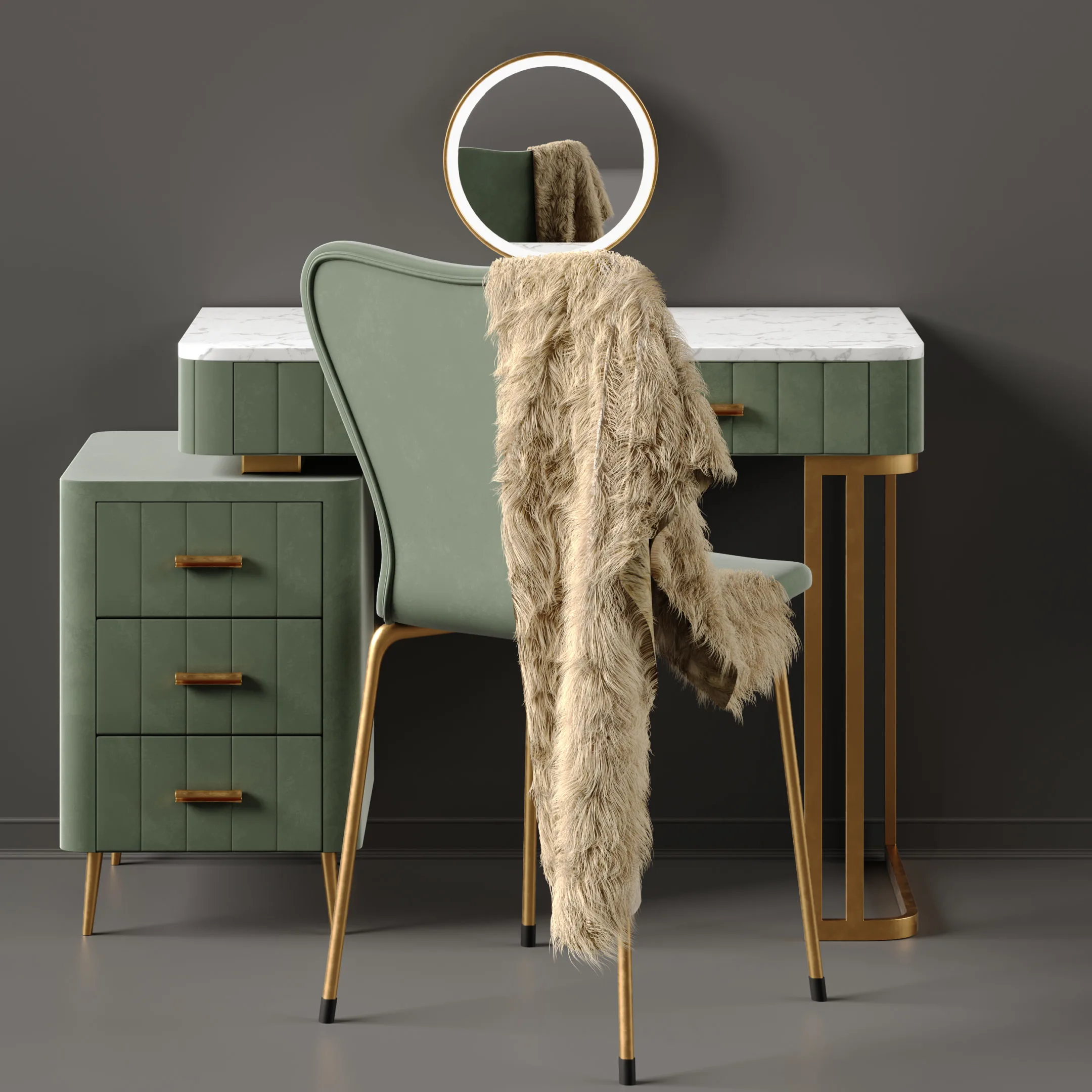 Multi Color Velvet Dressing Table