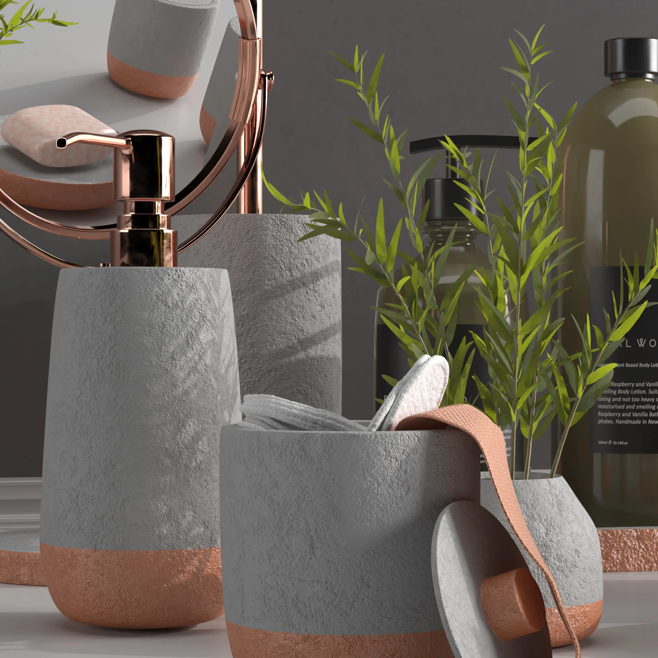 Concrete Bathroom Accessories Collection 01