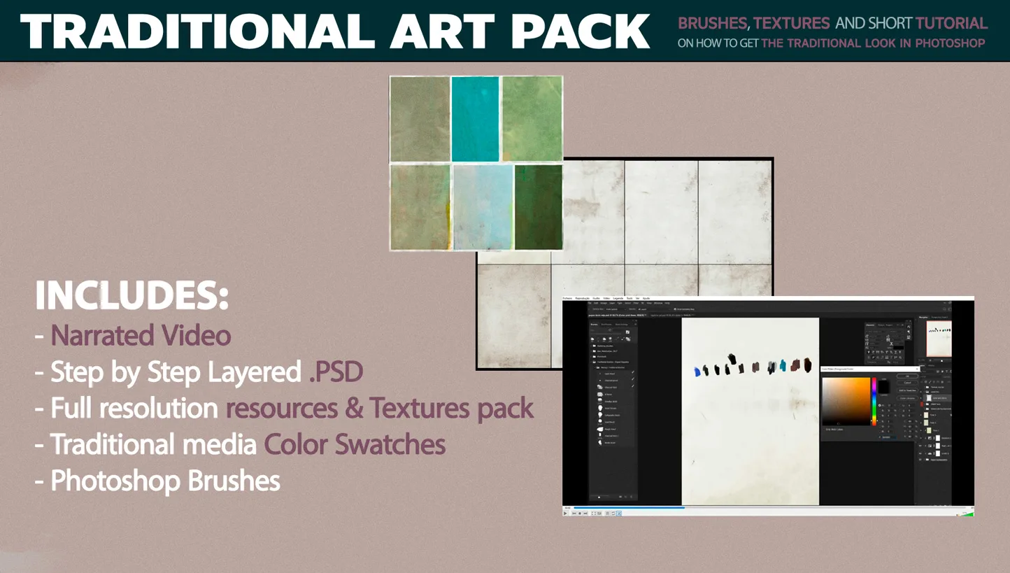 Traditional Art In Photoshop (Brushes+Tutorial Pack)