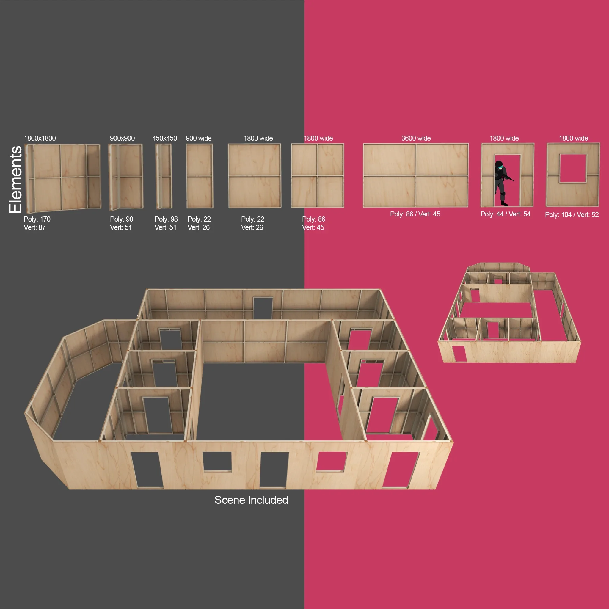 Partition Wall Element Kit for Construction Site 3D Models