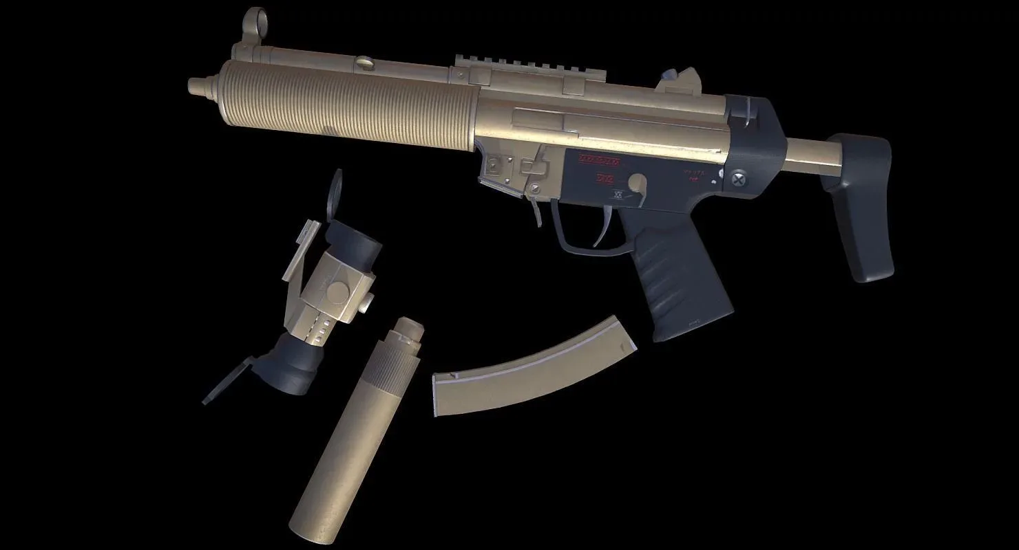 MP5 A5 - Game Ready - Low-poly 3D Model