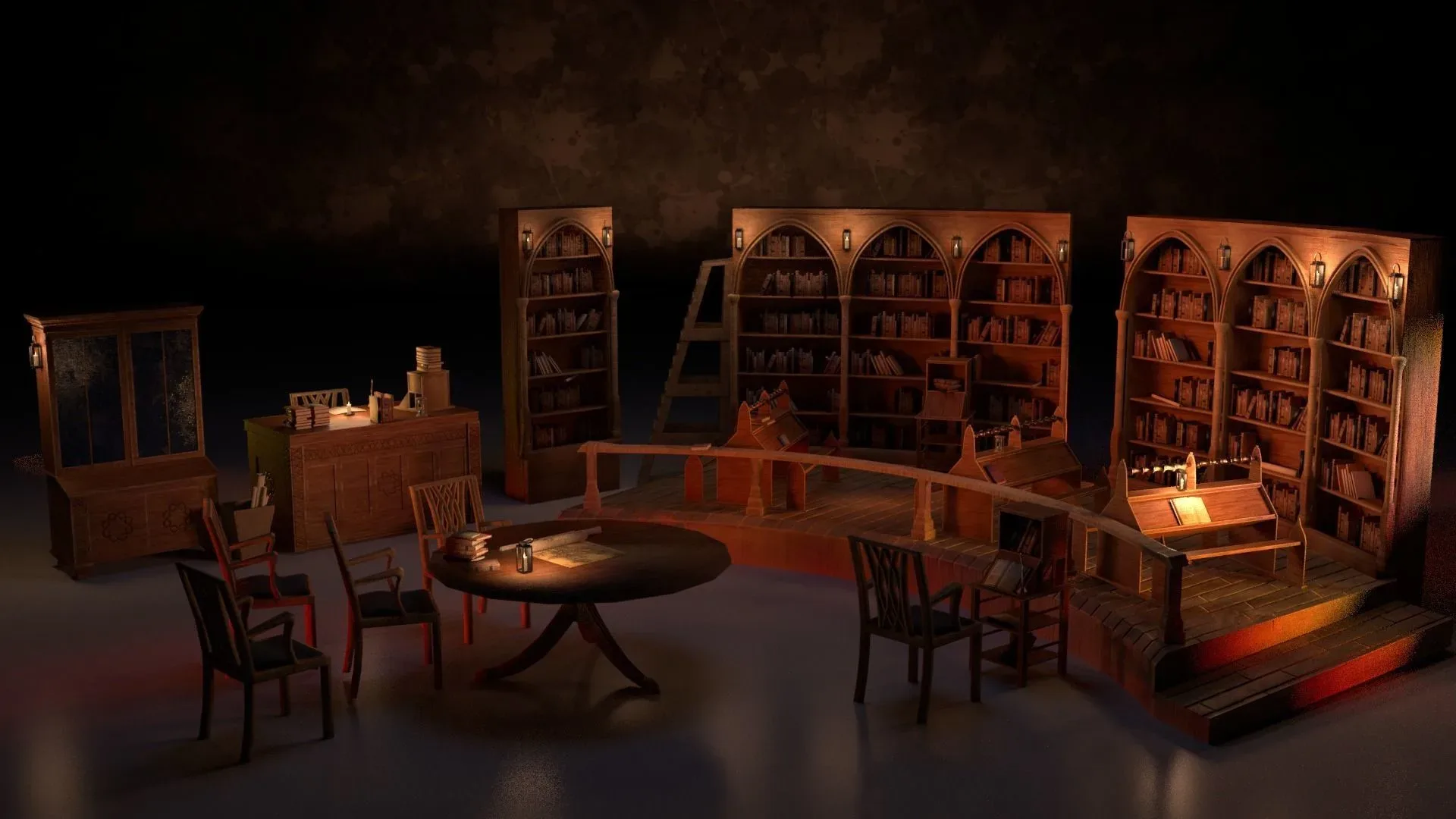 Medieval Library Model Pack PBR Low-poly 3D Model