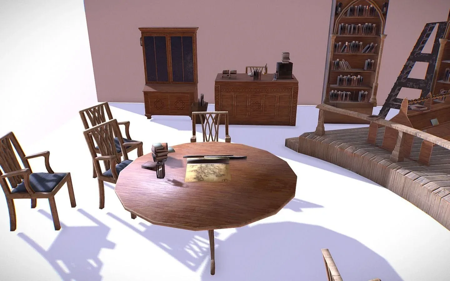 Medieval Library Model Pack PBR Low-poly 3D Model