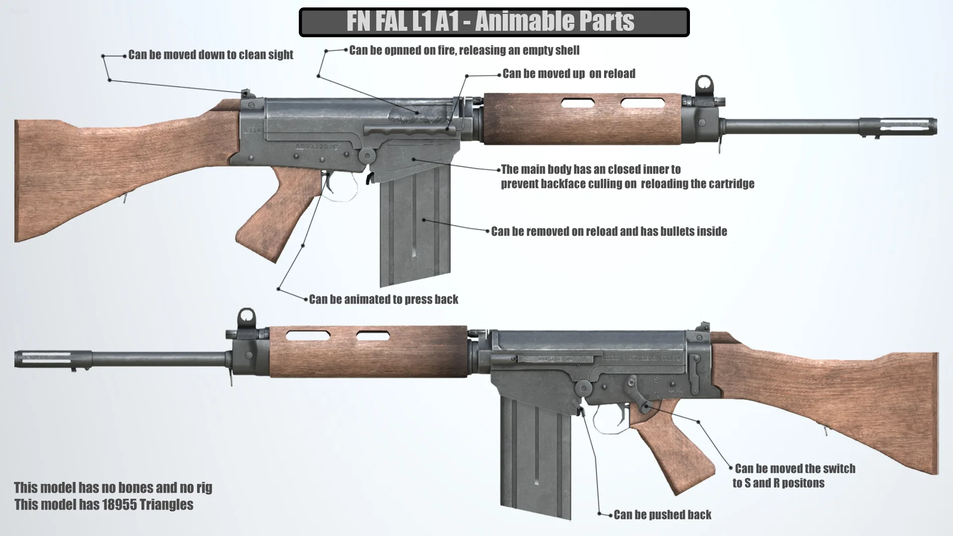 PBR FN FAL Rifle Wood