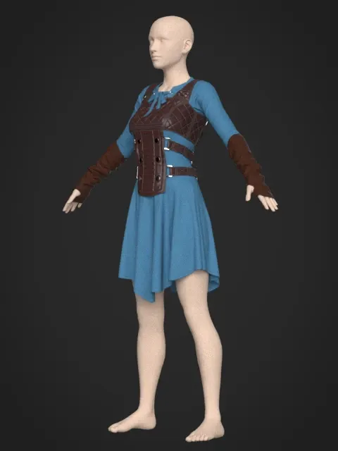 Female Medieval Fantasy Outfit - 48 Marvelous Designer & Clo3D