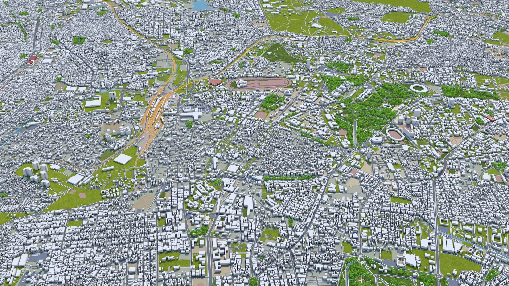 Bangalore City Bengaluru 3D Model 40km