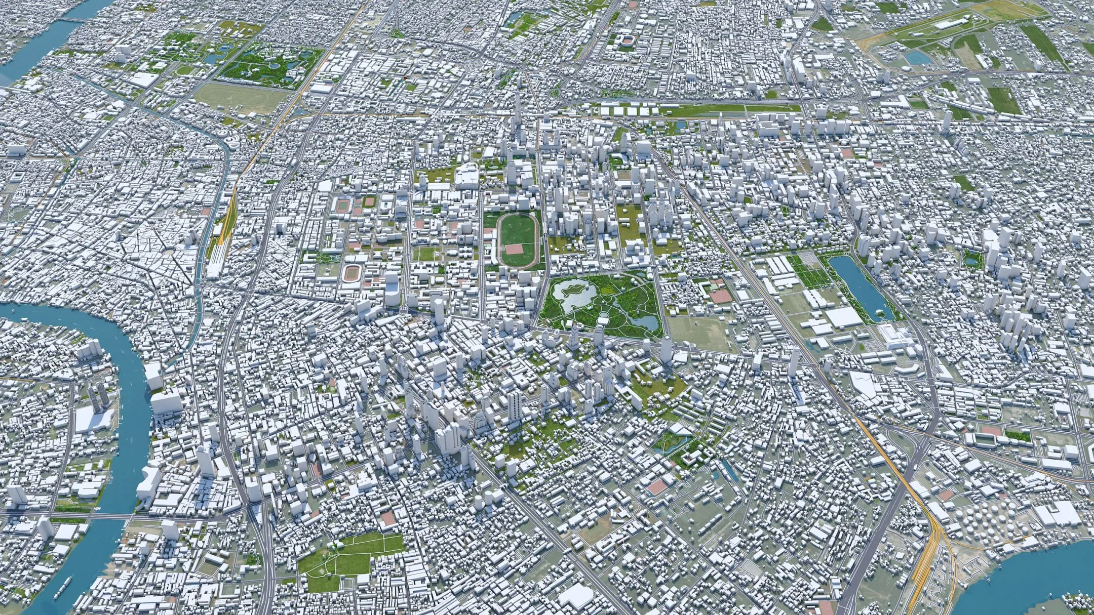 Bangkok City Thailand 3D Model 70km