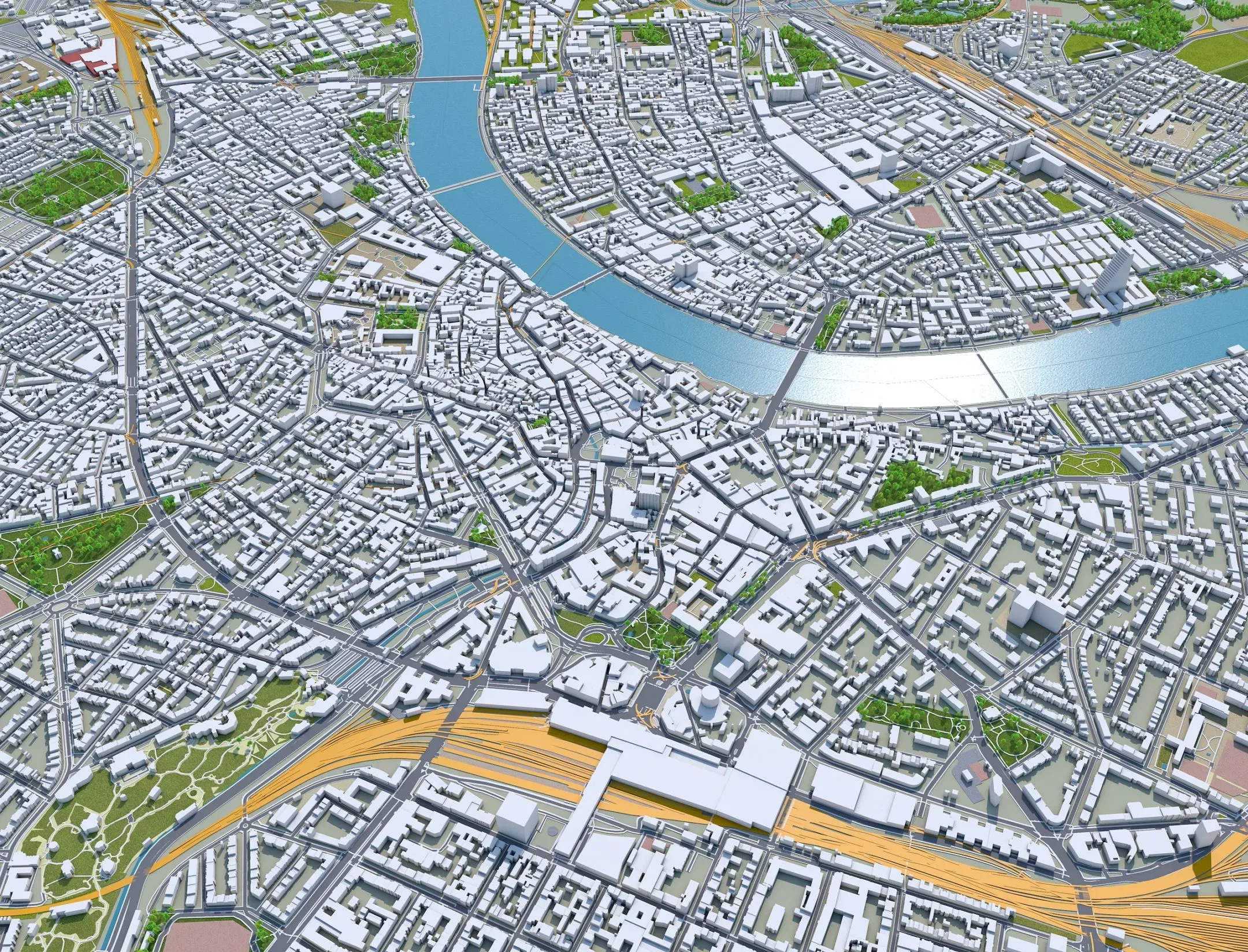 Basel City Switzerland 3D Model 50km