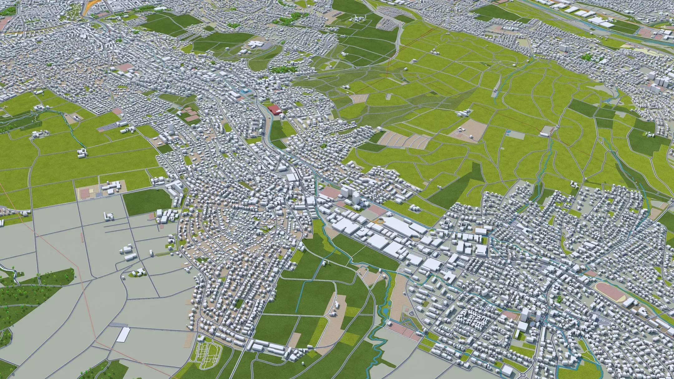 Basel City Switzerland 3D Model 50km