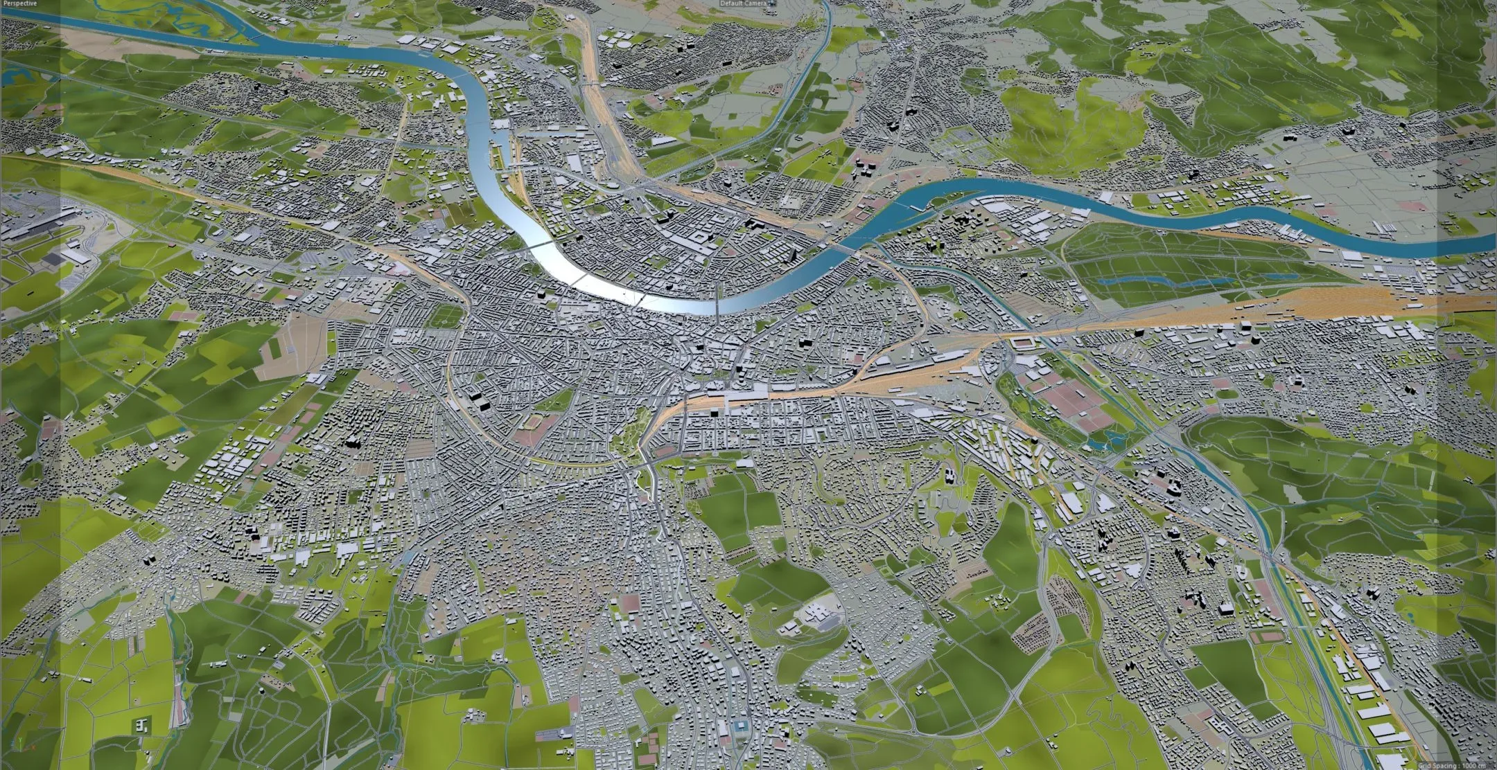 Basel City Switzerland 3D Model 50km