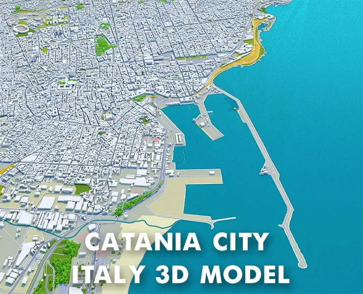 Catania City Italy 3D Model 30 km