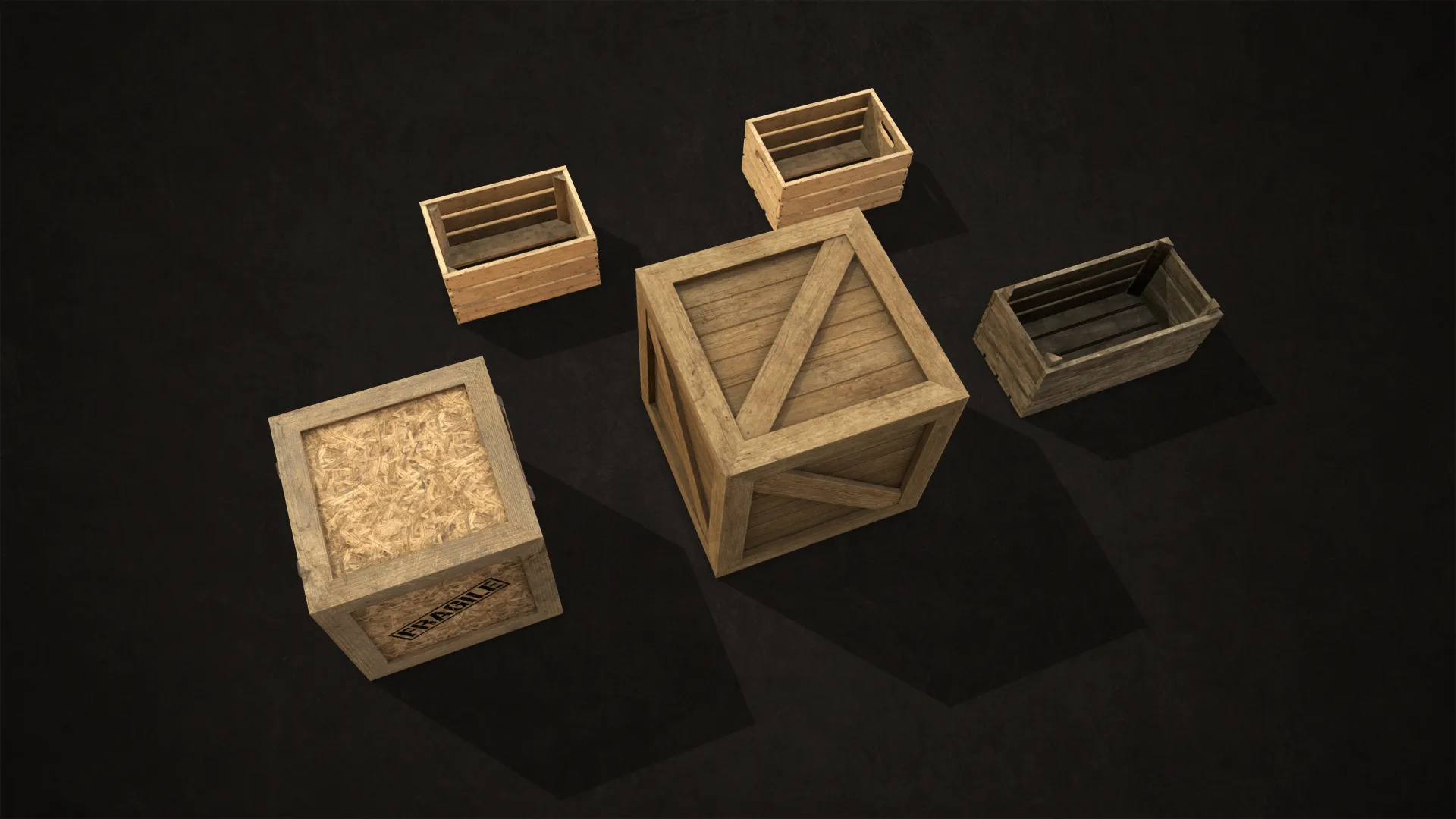 Wooden Crates - Low Poly