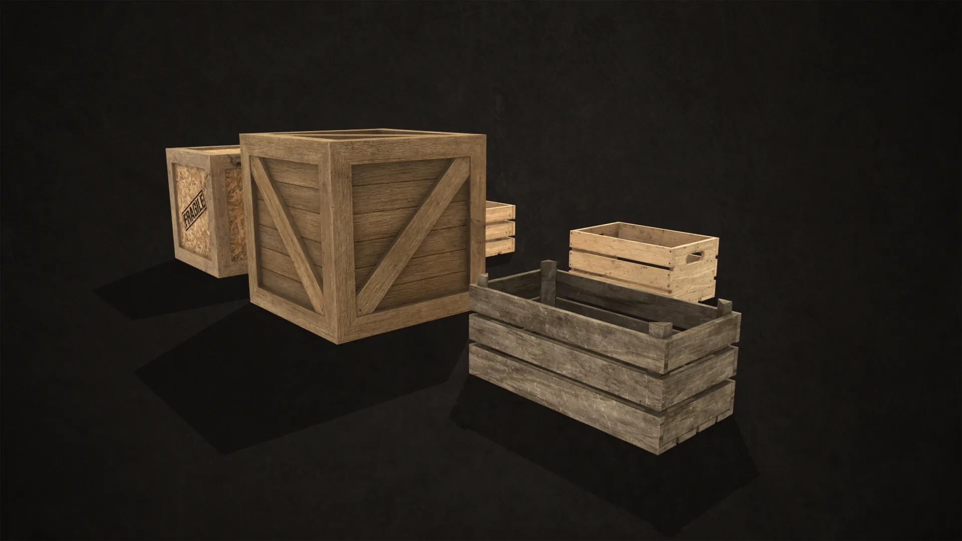 Wooden Crates - Low Poly