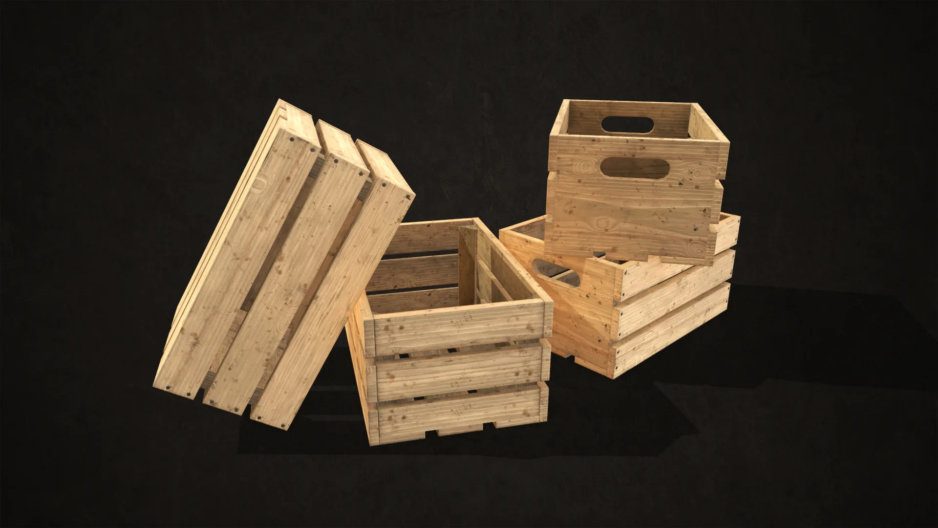 Wooden Crates - Low Poly