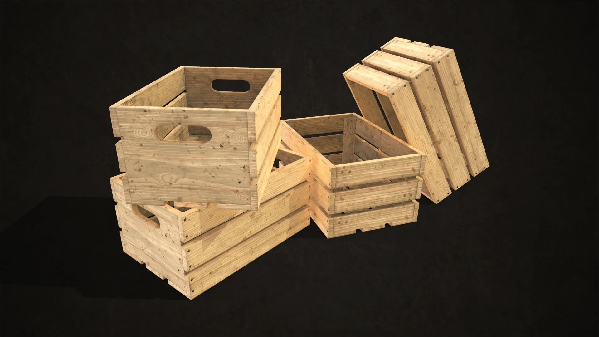 Wooden Crates - Low Poly