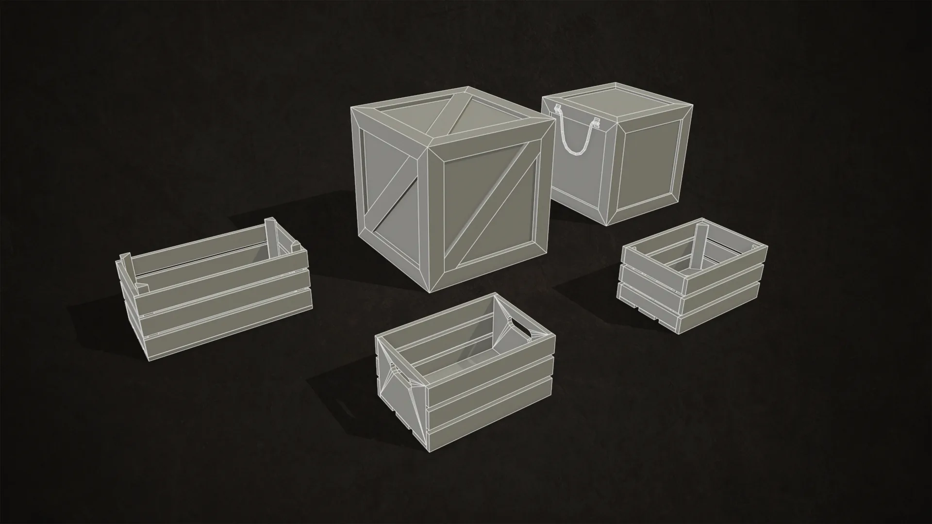 Wooden Crates - Low Poly