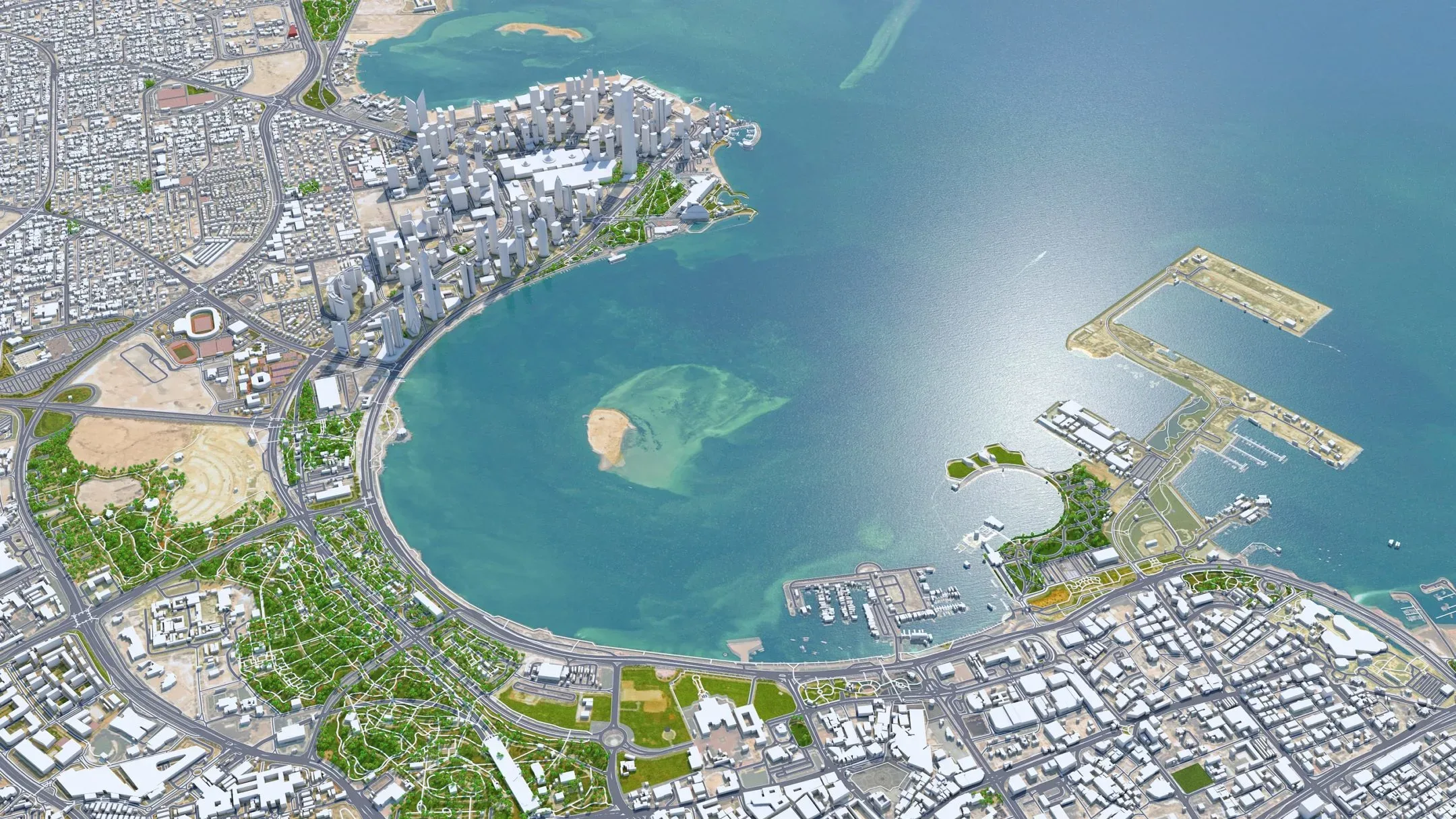 Doha City Qatar 3D Model 50km