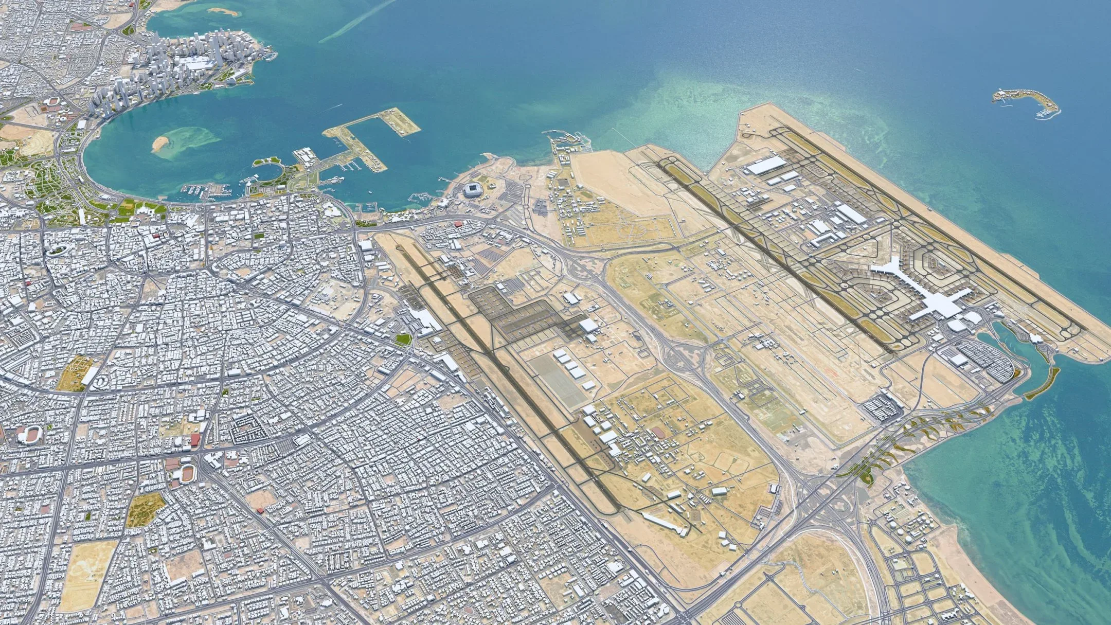 Doha City Qatar 3D Model 50km