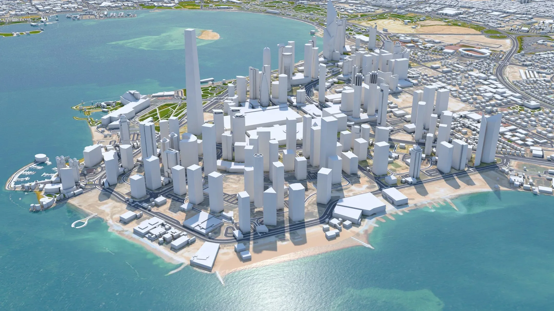 Doha City Qatar 3D Model 50km