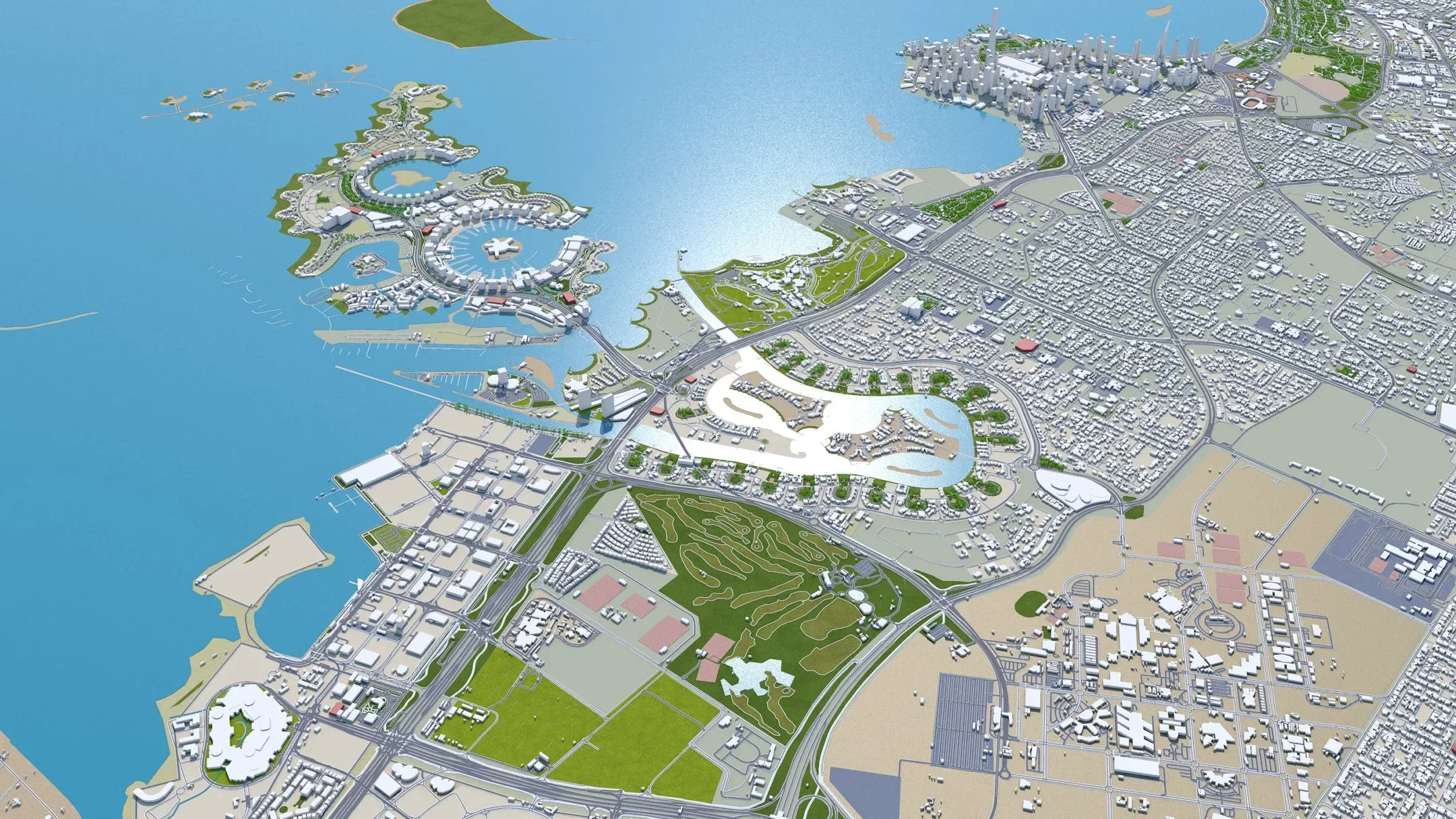 Doha City Qatar 3D Model 50km