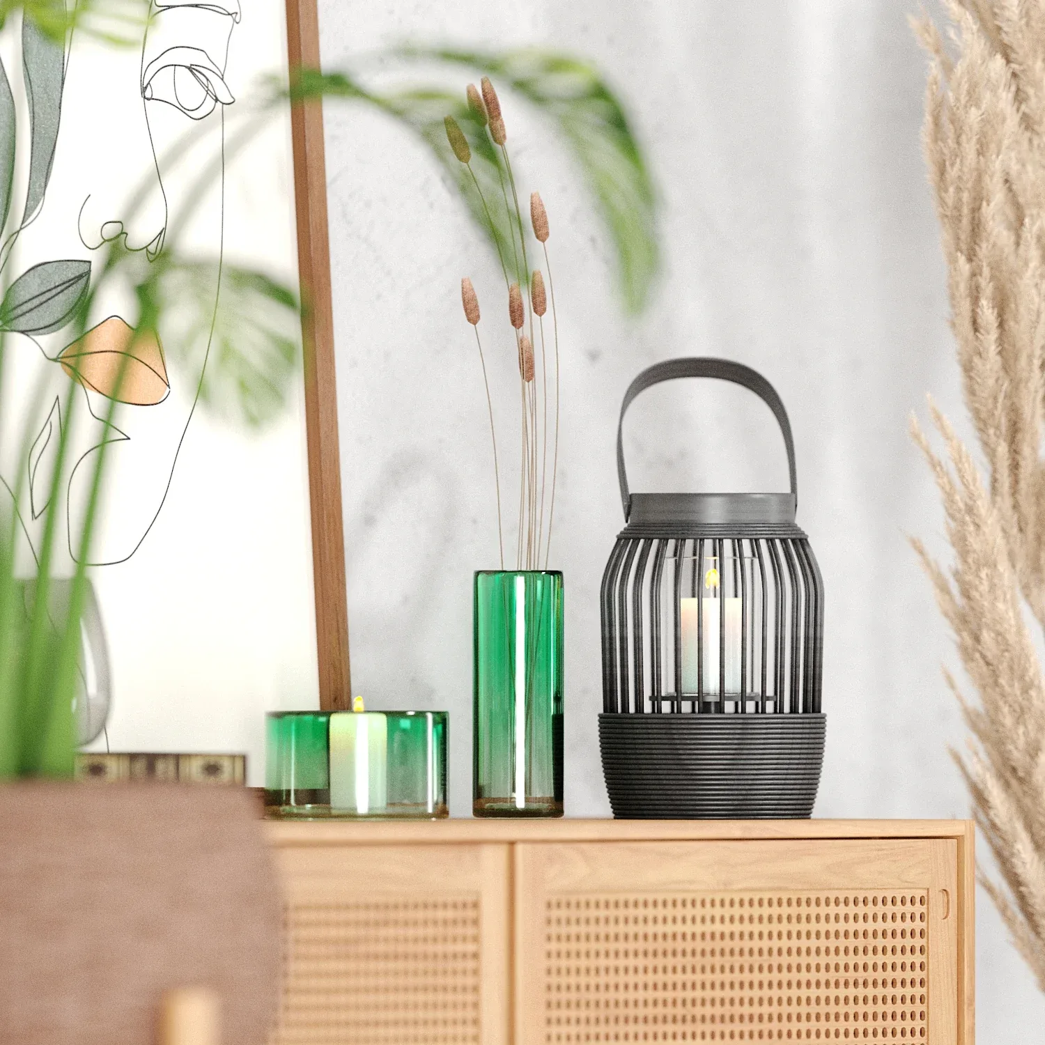 Decor Set No5 - By Rattan Table & Baskets