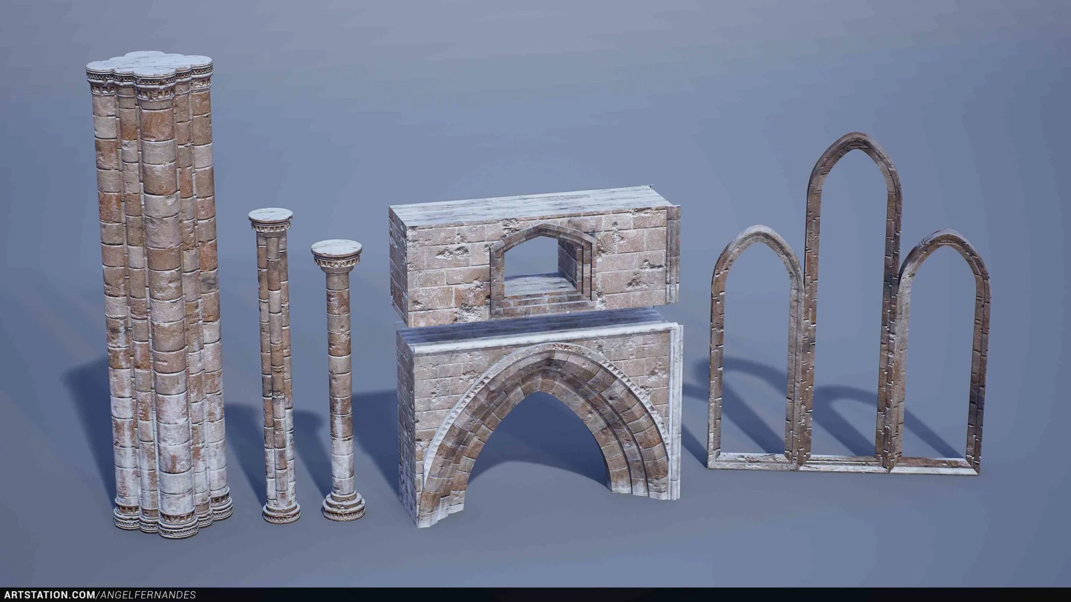 Modular Gothic Temple Game Environment (Medieval/Winter/Snow)