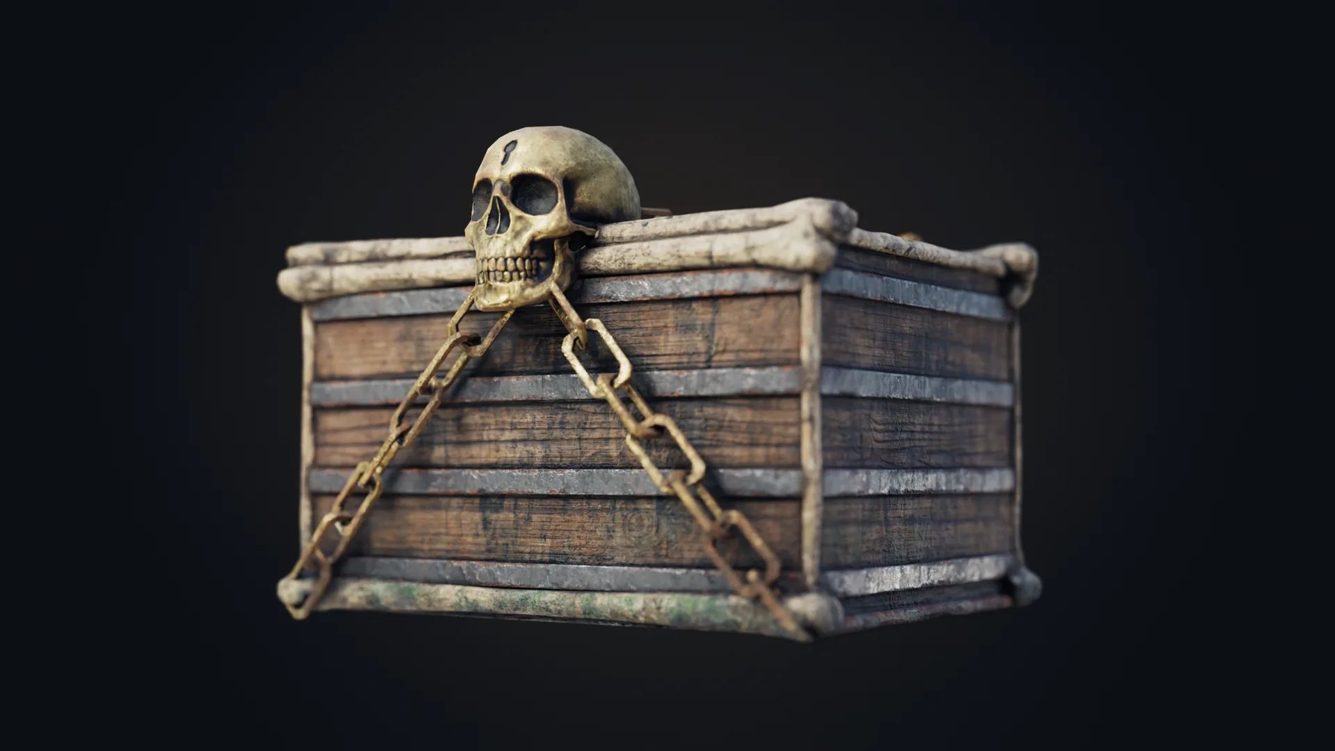 Skull Box Low Poly 3D Model