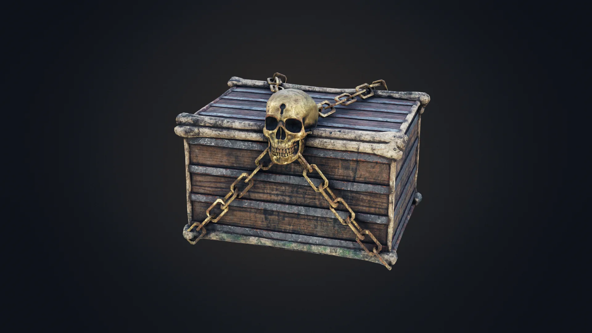 Skull Box Low Poly 3D Model