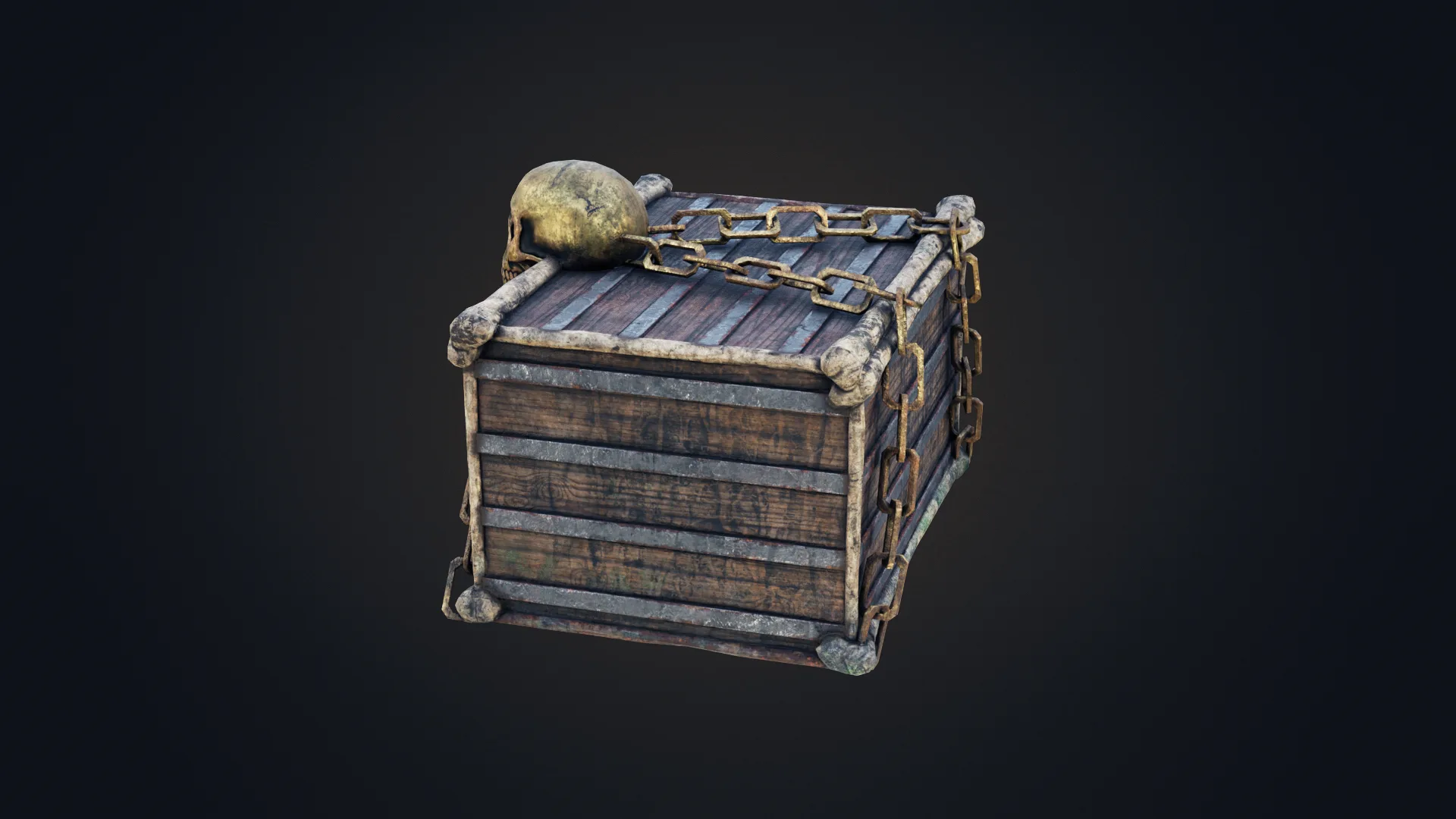 Skull Box Low Poly 3D Model