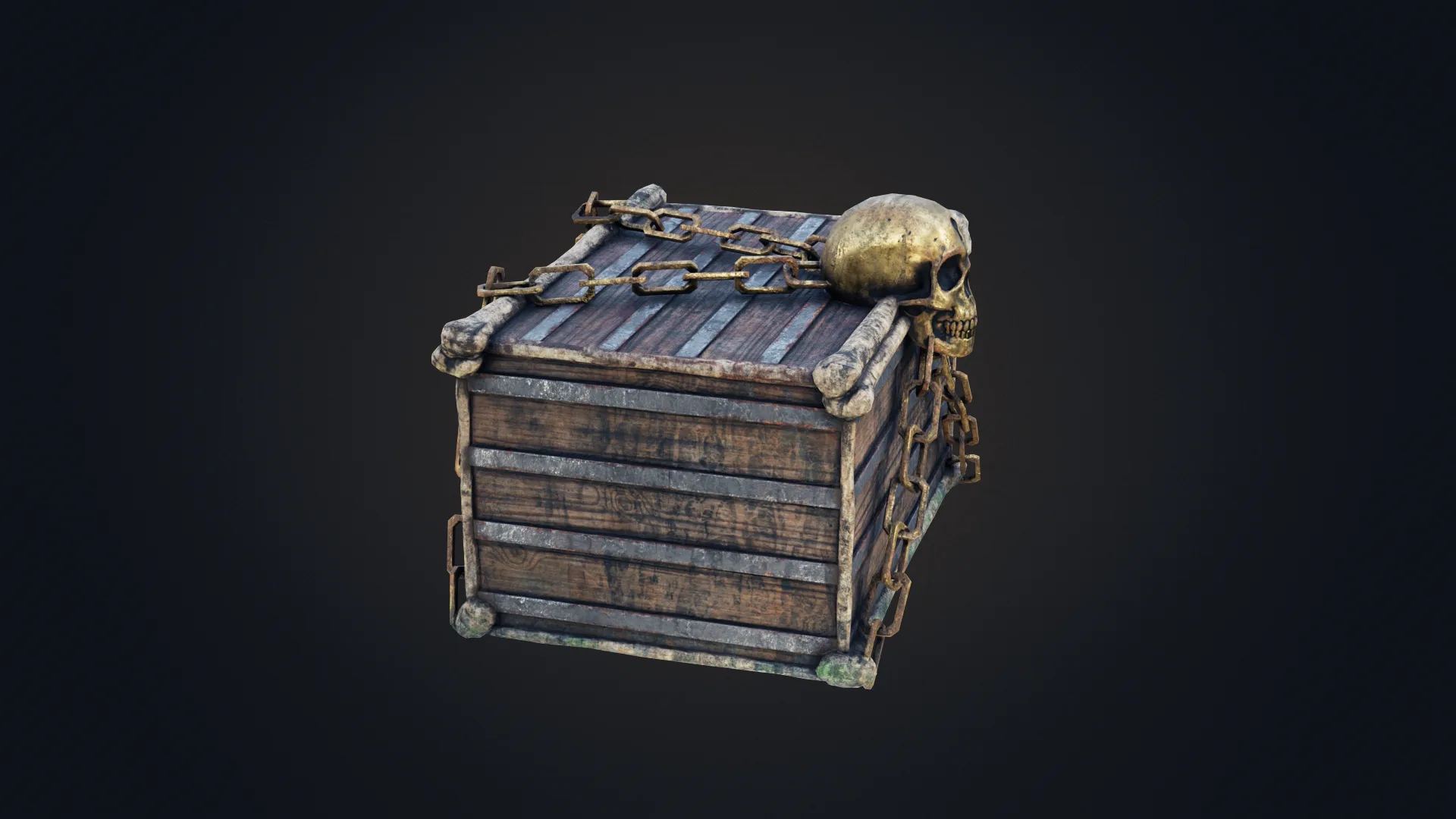 Skull Box Low Poly 3D Model