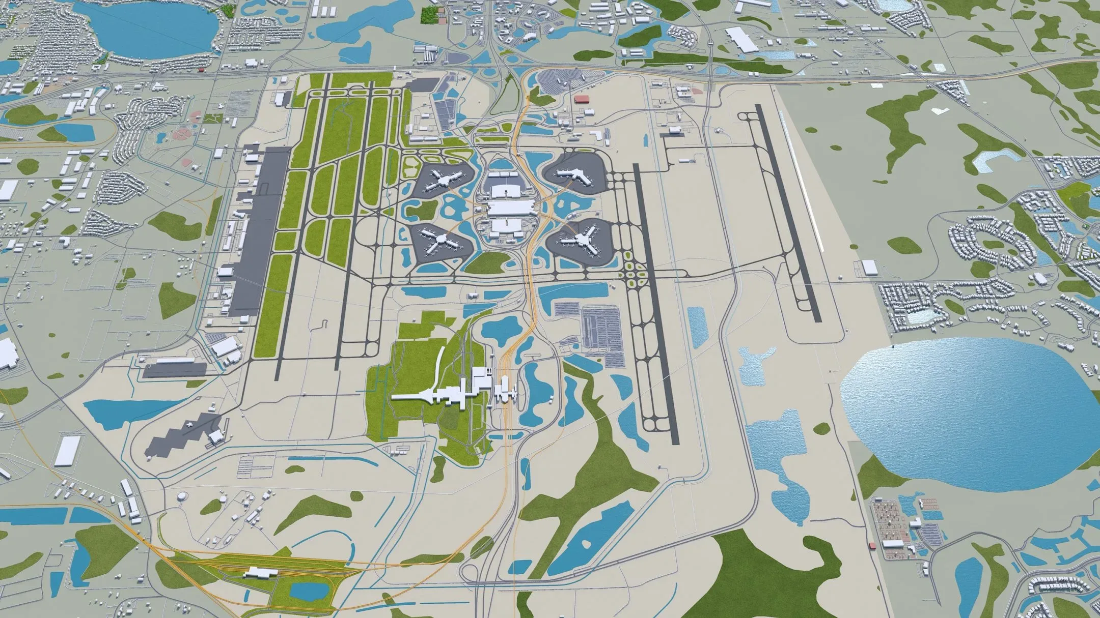 Orlando City florida 3D model 80 KM