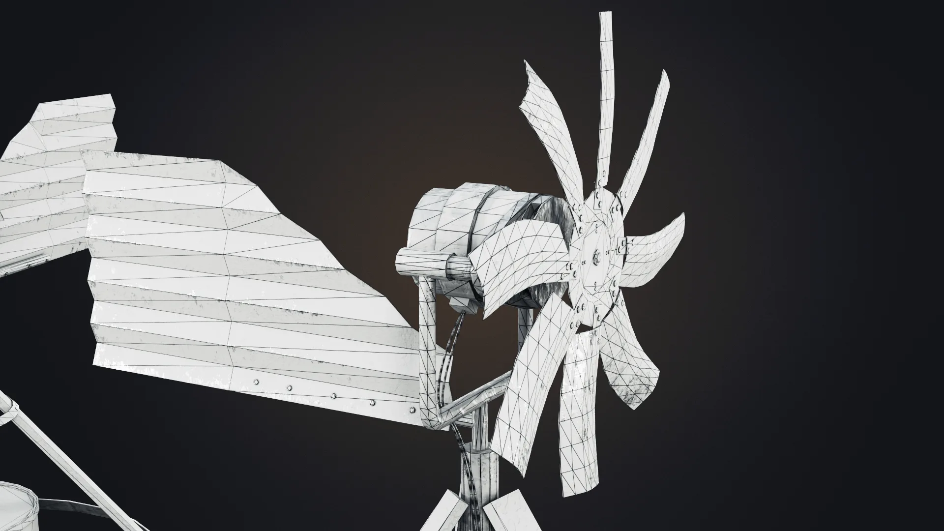 Handmade Wind Generator Low-Poly 3D Model