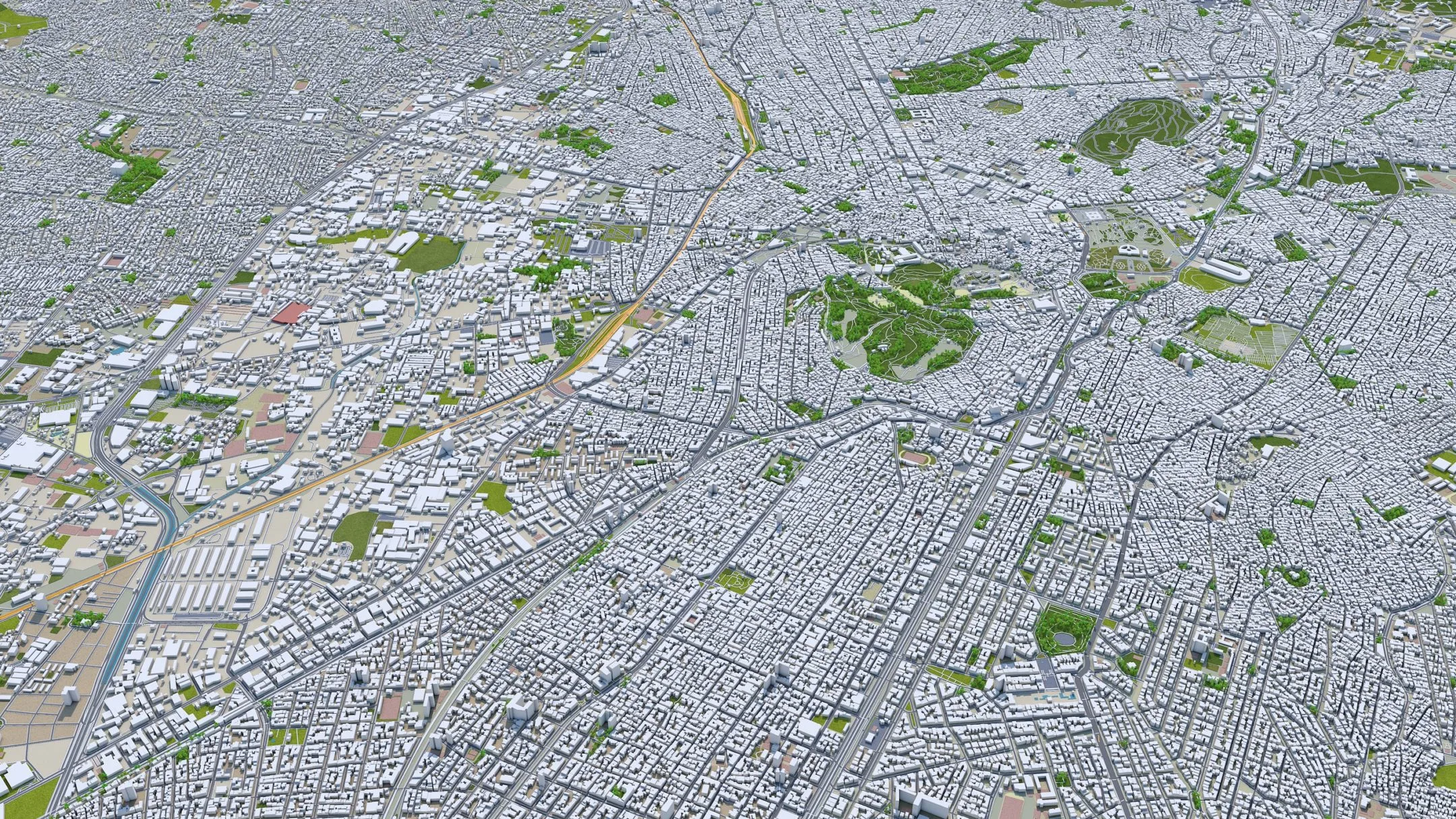 Athens City Greece 3D Model 60km